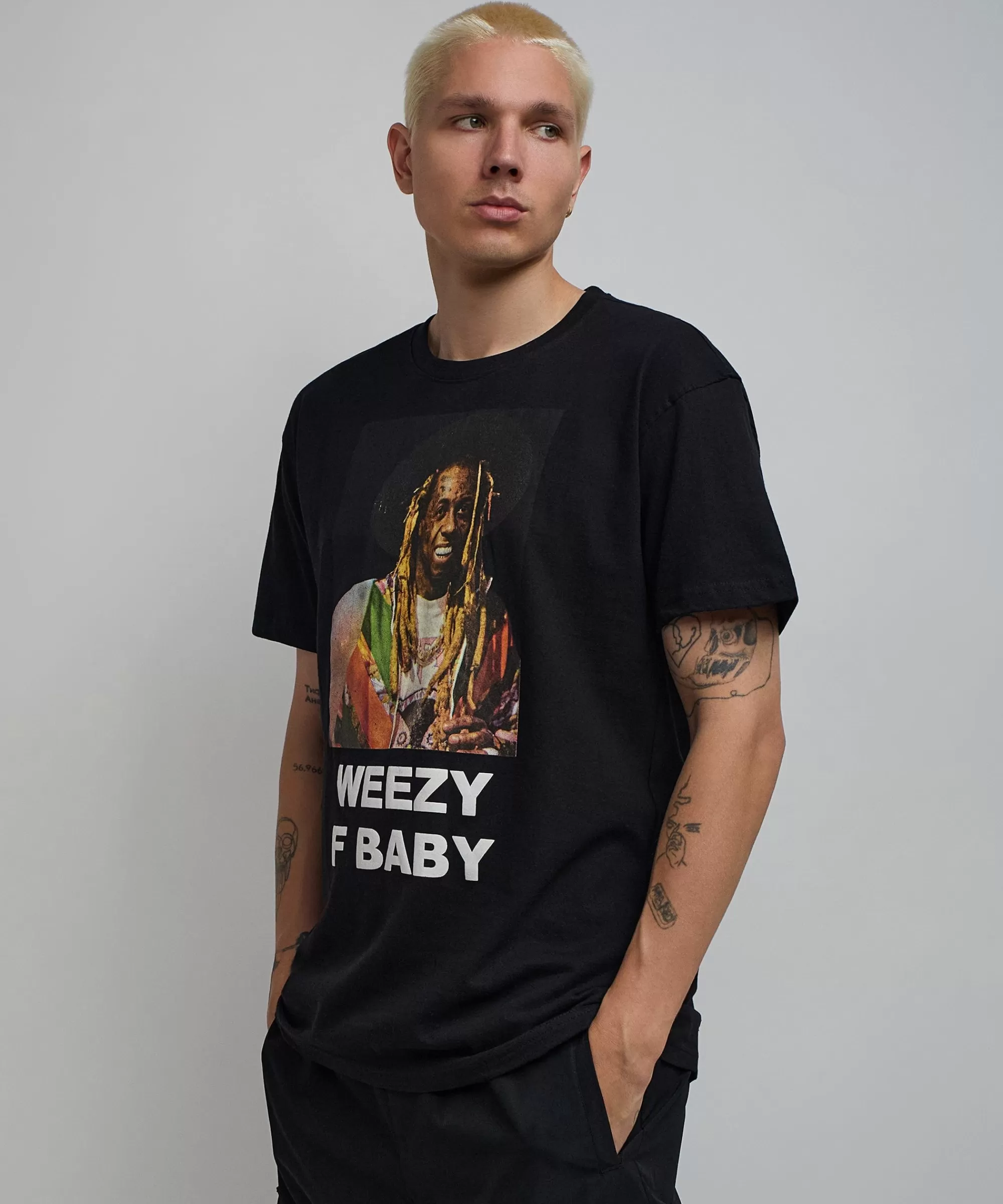 Cheap Lil Wayne Weezy F Baby Photo Short Sleeve Tee - Black Graphic Tees