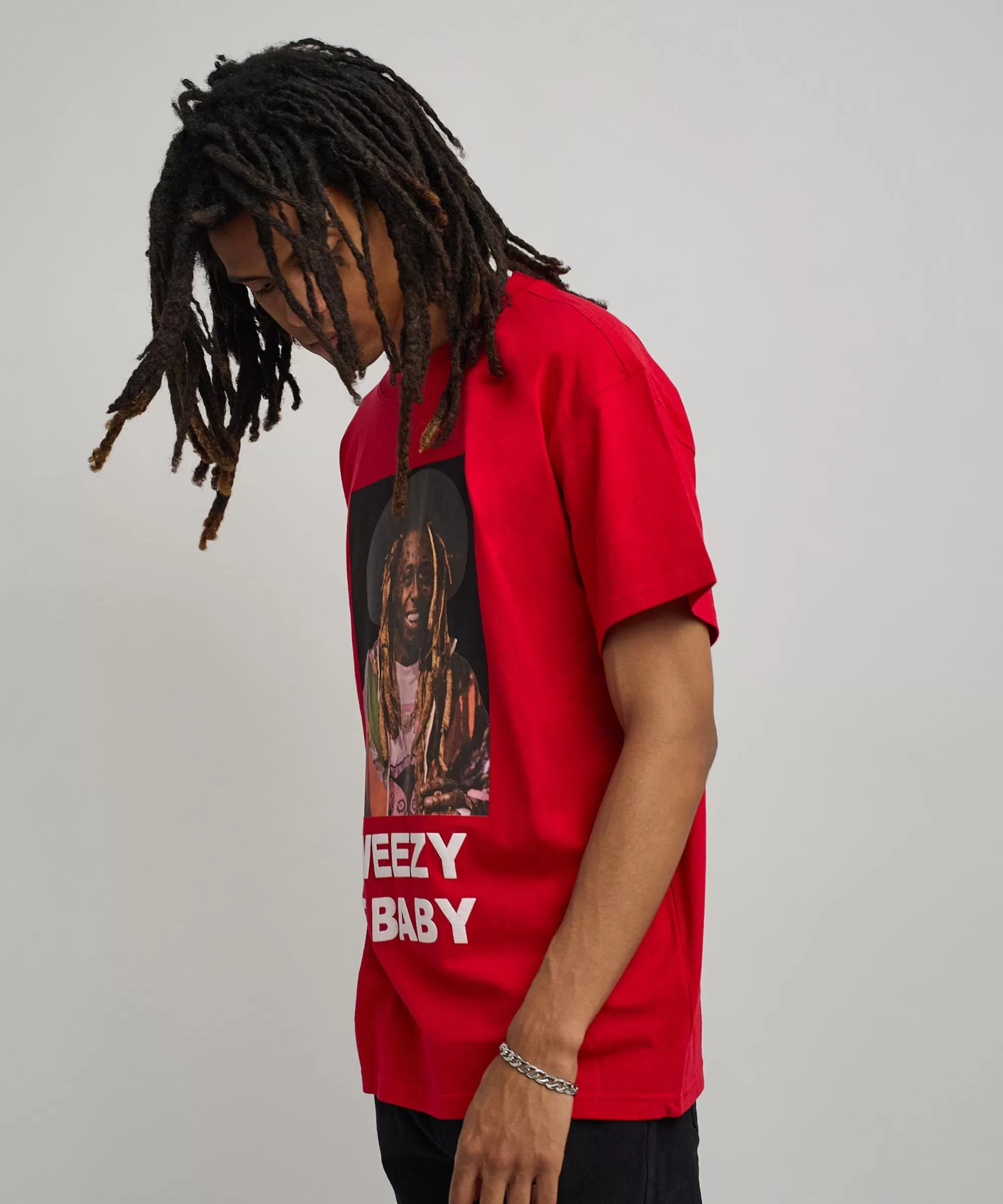 Discount Lil Wayne Weezy F Baby Photo Short Sleeve Tee - Red Graphic Tees
