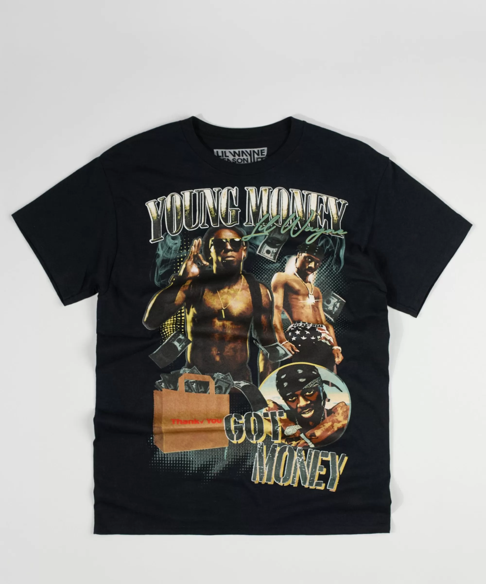 Sale Lil Wayne Young Money Got Money Short Sleeve Tee - Black Graphic Tees