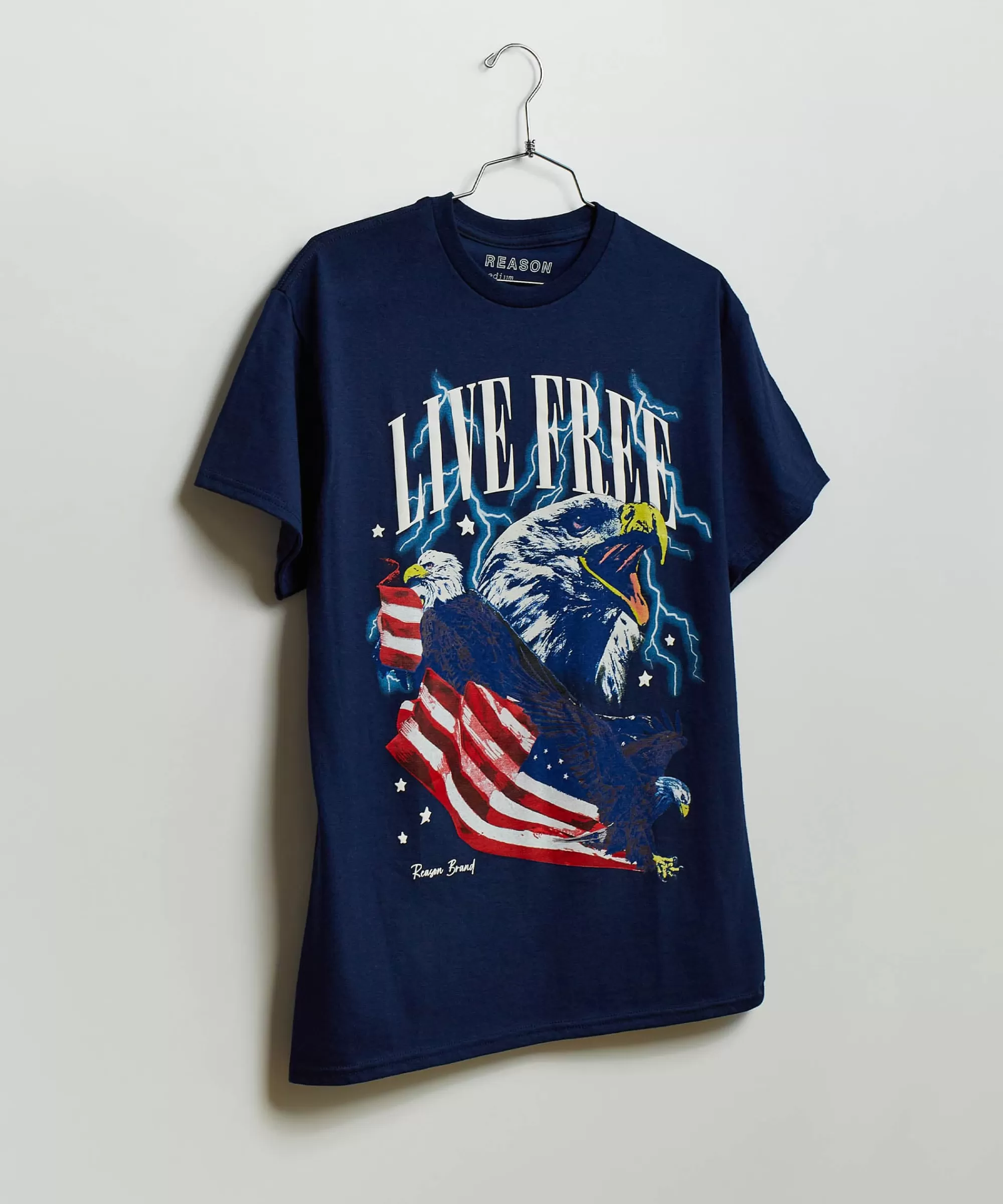 Cheap Live Free Short Sleeve Tee - Navy Graphic Tees