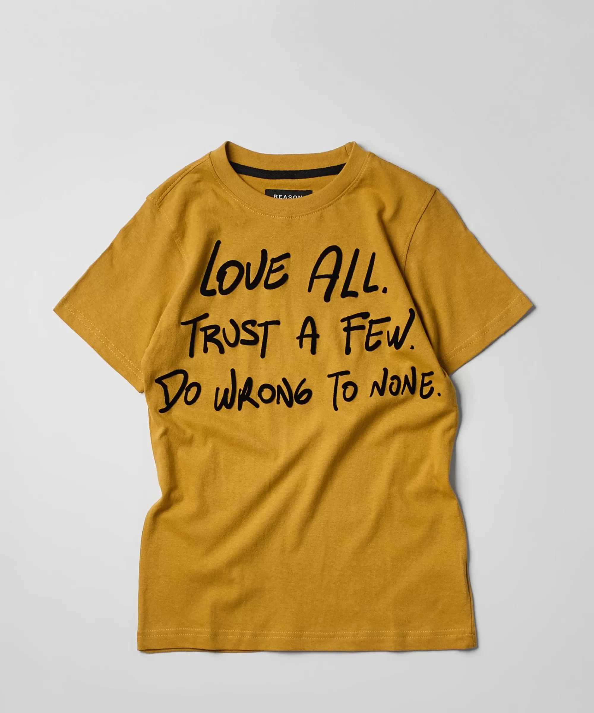 Sale Love All Flocking Print Short Sleeve Tee - Khaki Graphic Tees