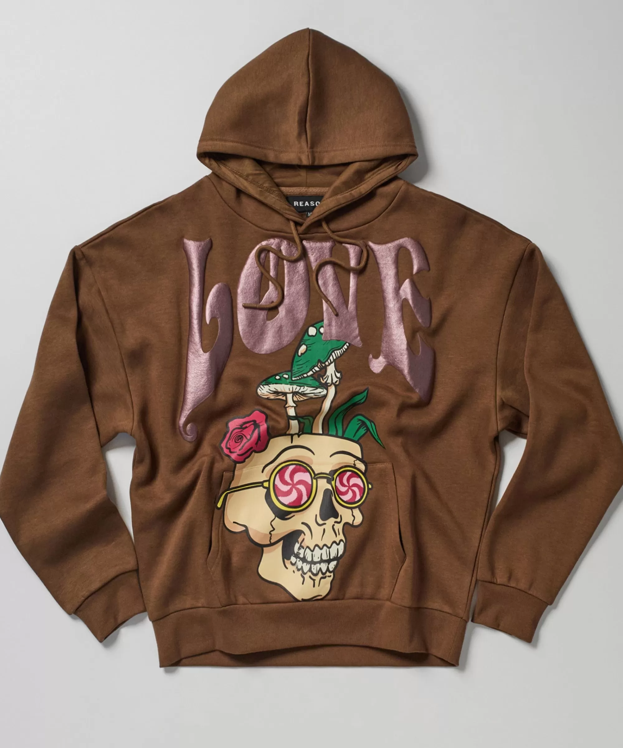 Sale Love Hate Puff Print Hoodie - Brown Hoodies | Hoodies