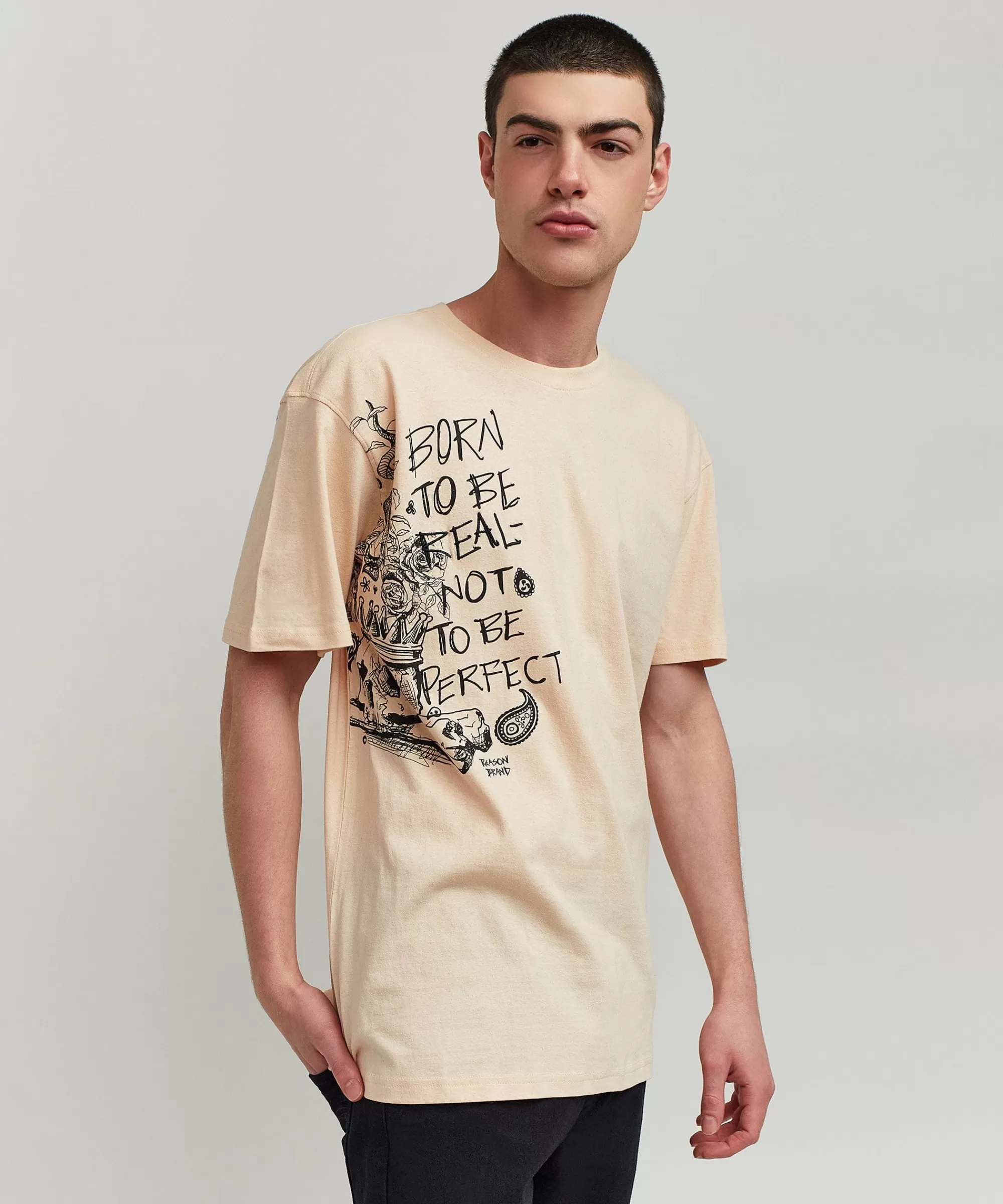 Online Luca Graphic Print Embroidery Short Sleeve Tee - Khaki Graphic Tees