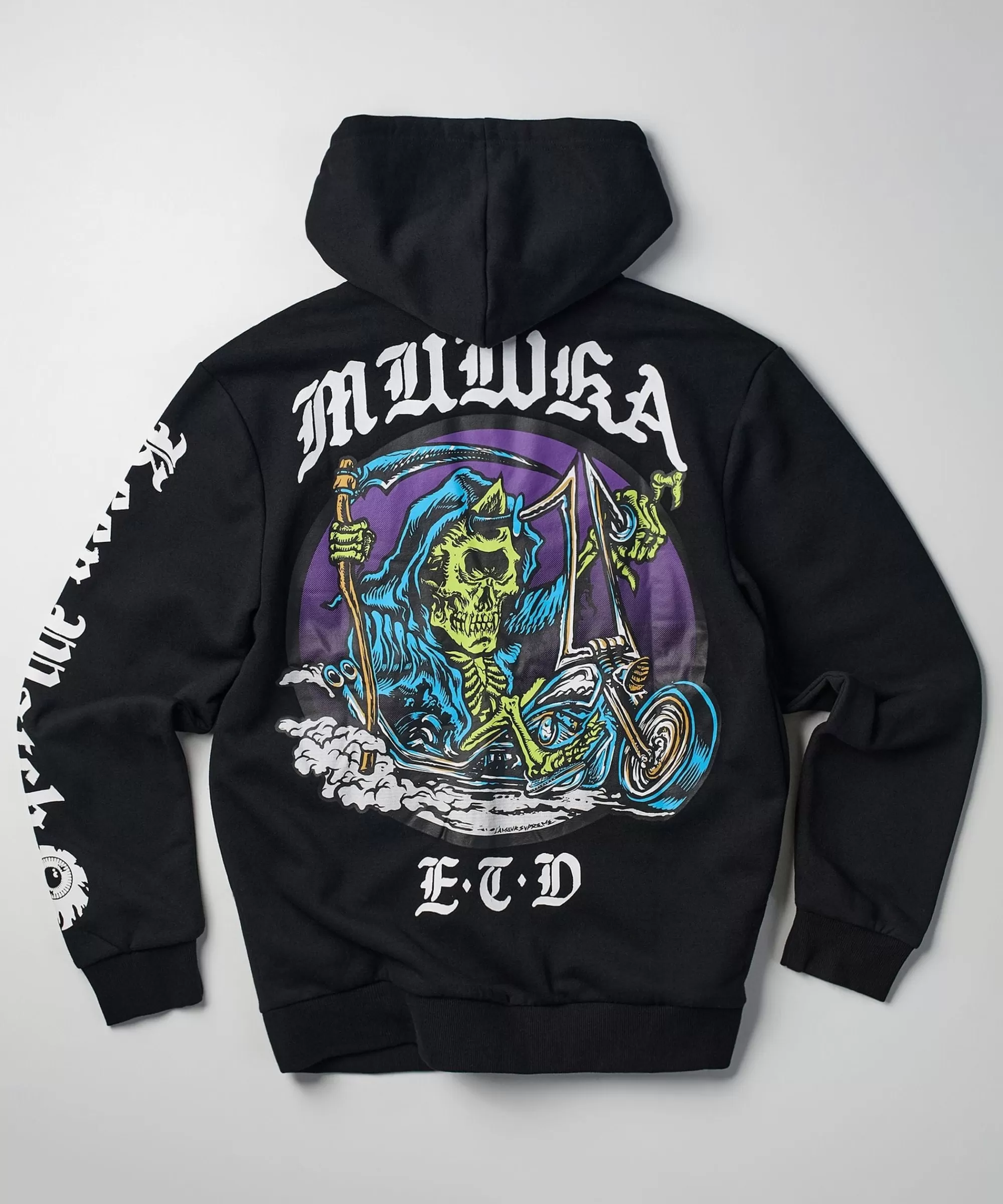 Fashion Mishka Death Adders Graphic Print Embroidered Zip Up Hoodie - Black Hoodies | Hoodies