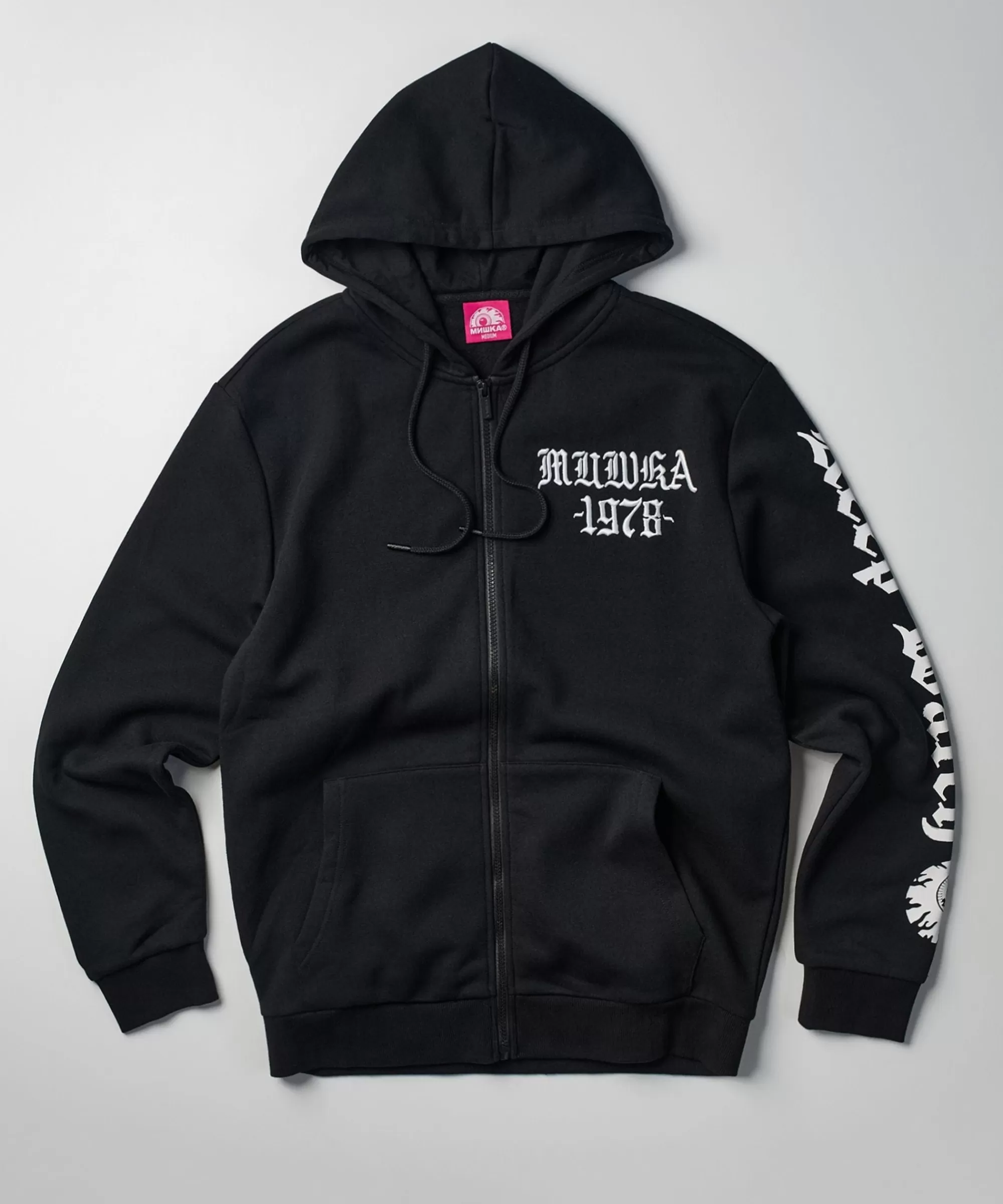 Fashion Mishka Death Adders Graphic Print Embroidered Zip Up Hoodie - Black Hoodies | Hoodies