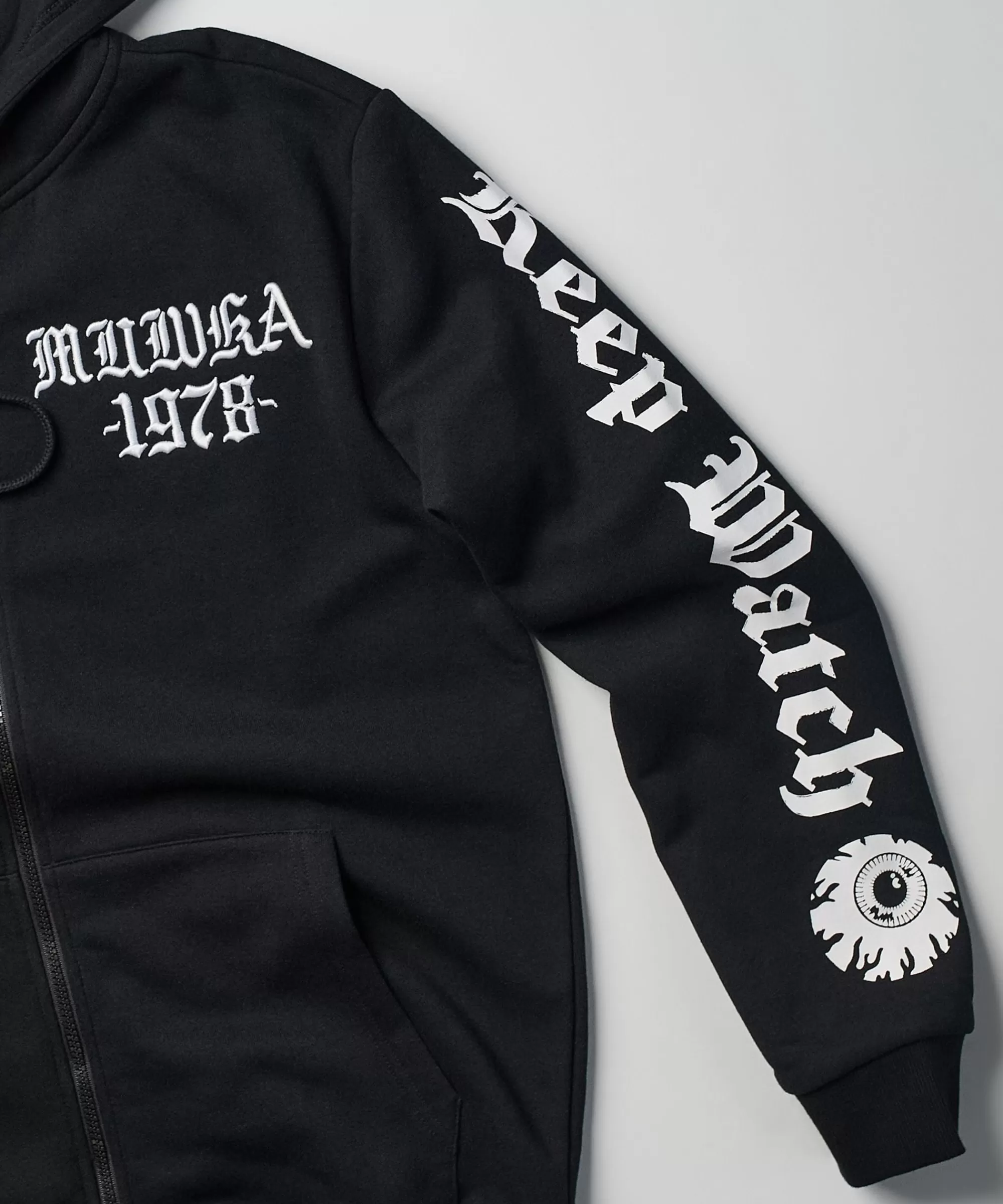 Fashion Mishka Death Adders Graphic Print Embroidered Zip Up Hoodie - Black Hoodies | Hoodies
