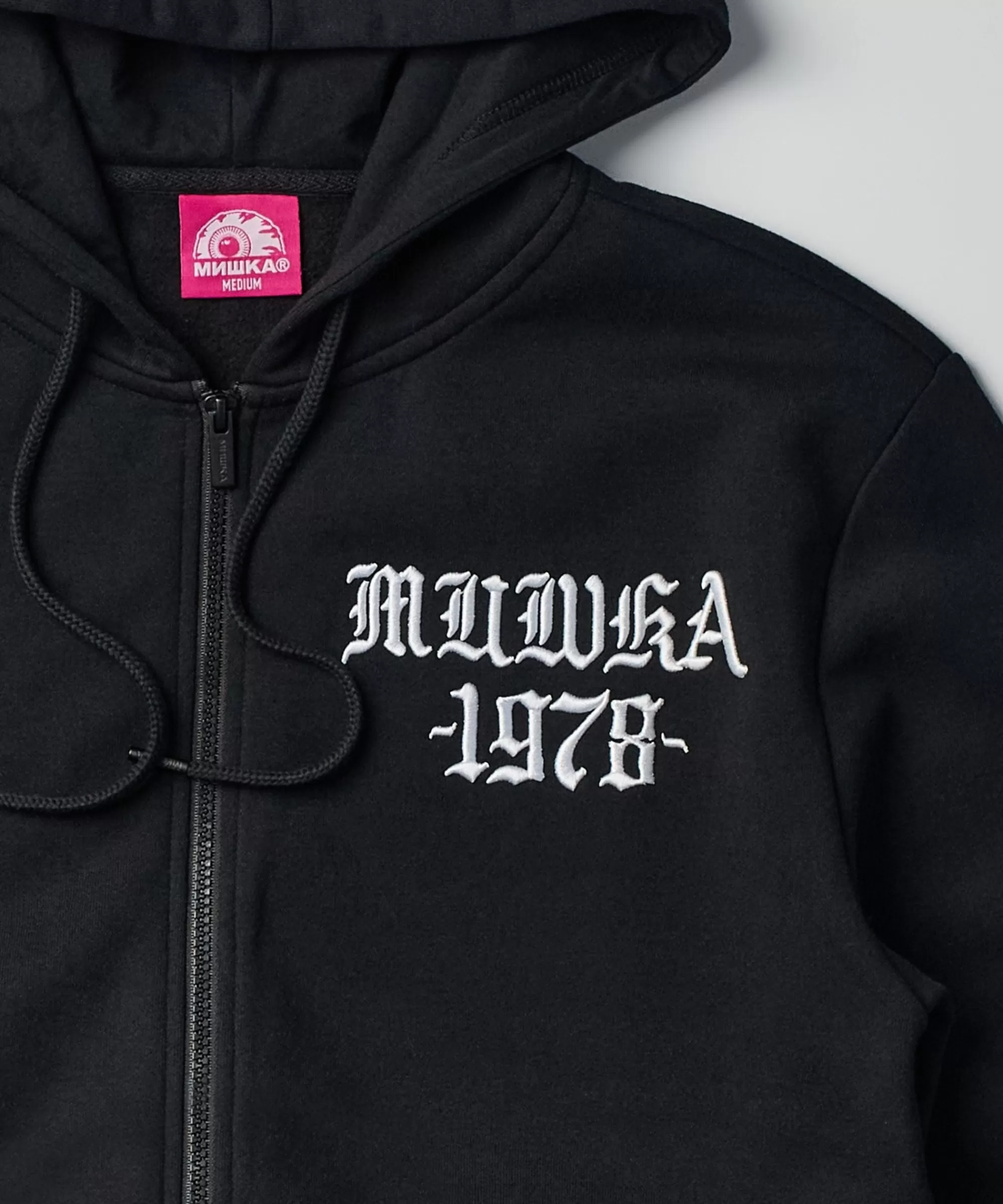 Fashion Mishka Death Adders Graphic Print Embroidered Zip Up Hoodie - Black Hoodies | Hoodies