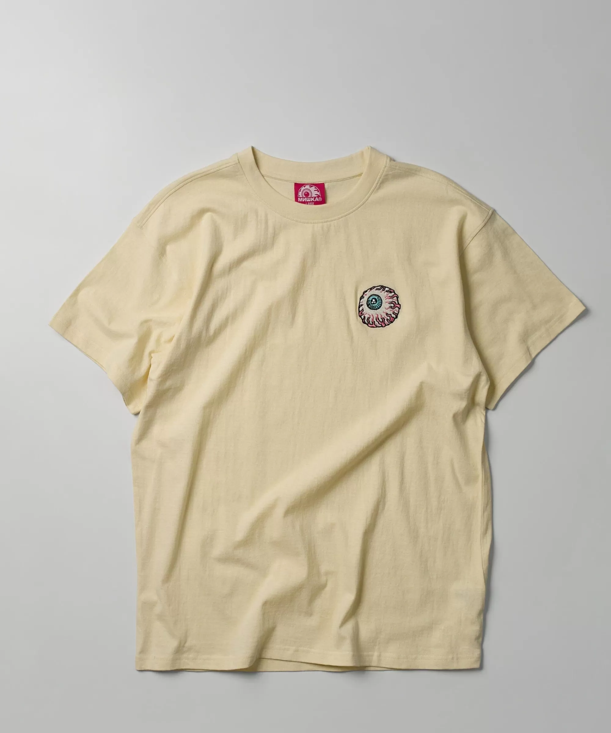 Flash Sale Mishka Embroidered Eyeball Short Sleeve Tee - Sand Graphic Tees