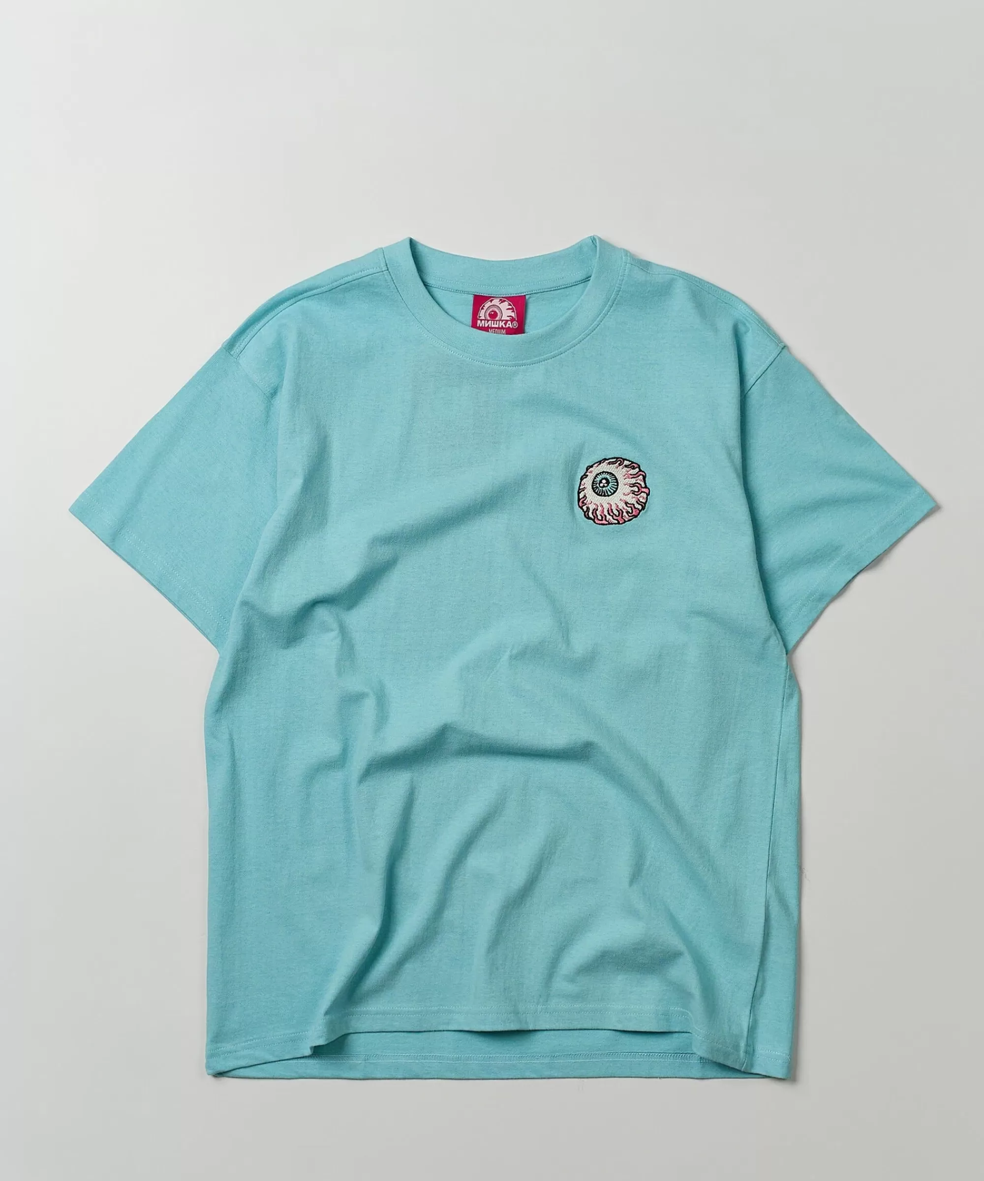 Discount Mishka Eyeball Embroidered Short Sleeve Tee - Light Blue Graphic Tees