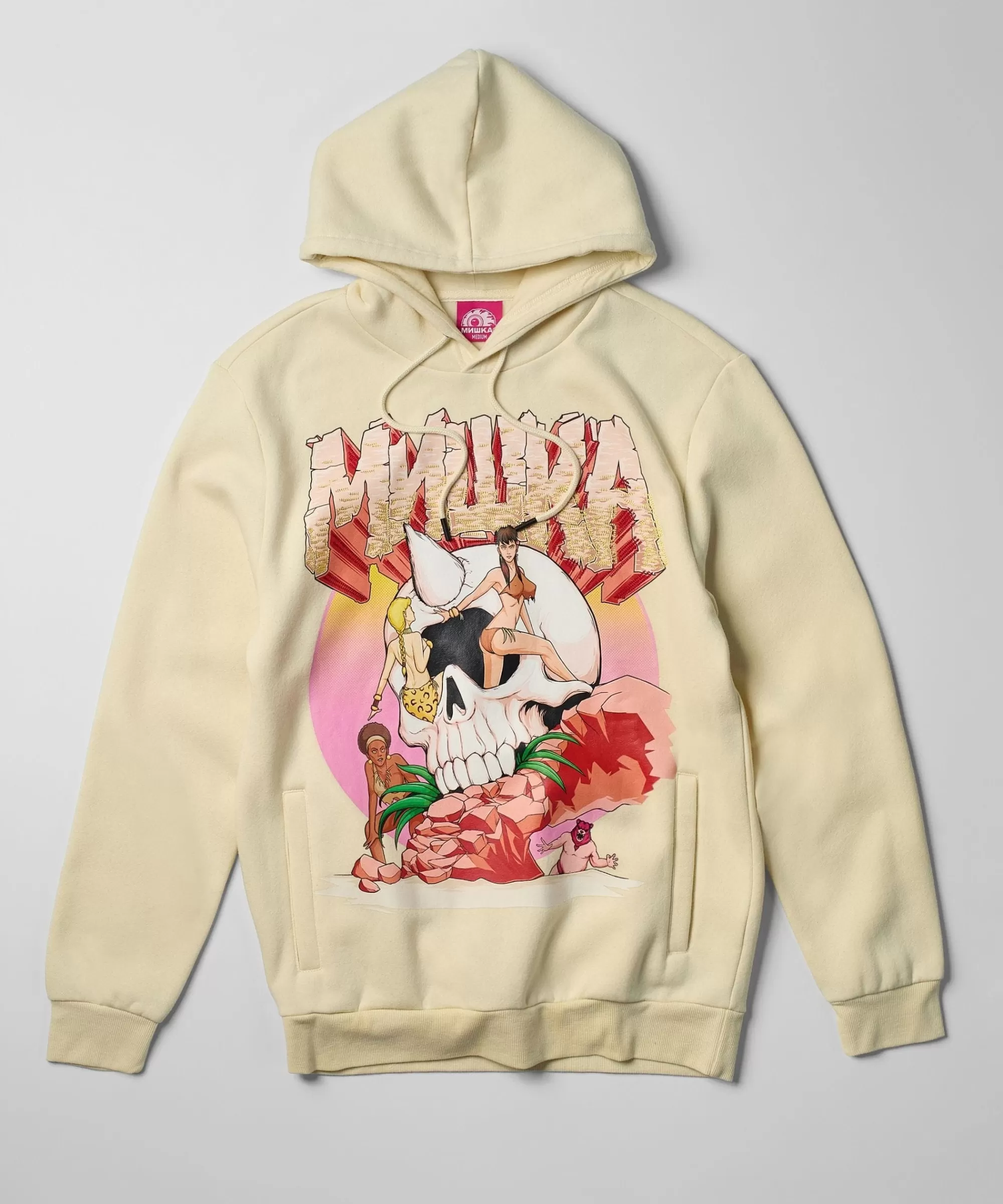 Sale Mishka Graphic Print Embroidered Hoodie - Khaki Hoodies | Hoodies