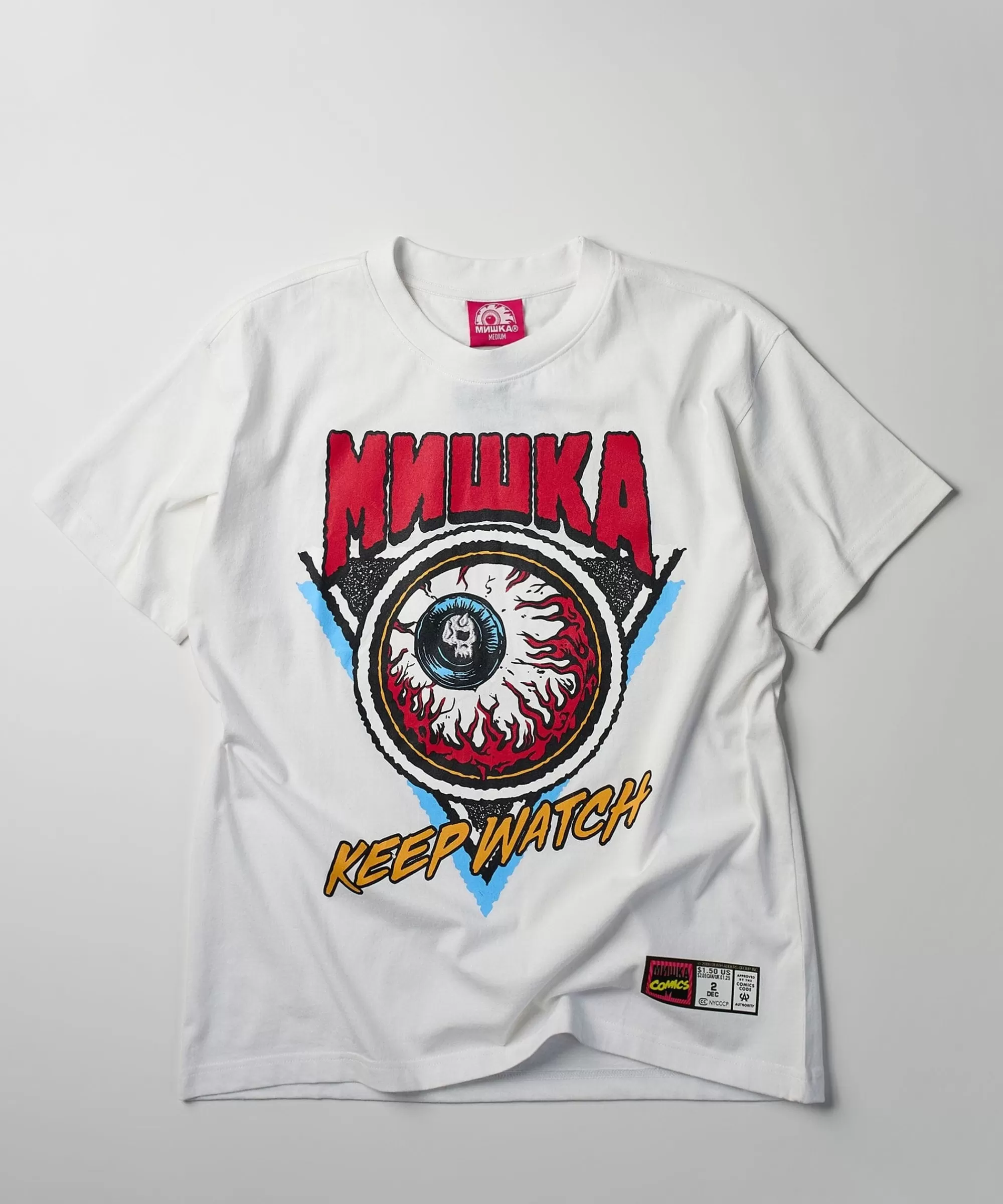 Online Mishka Keep Watch Embroidered Short Sleeve Tee - White Graphic Tees