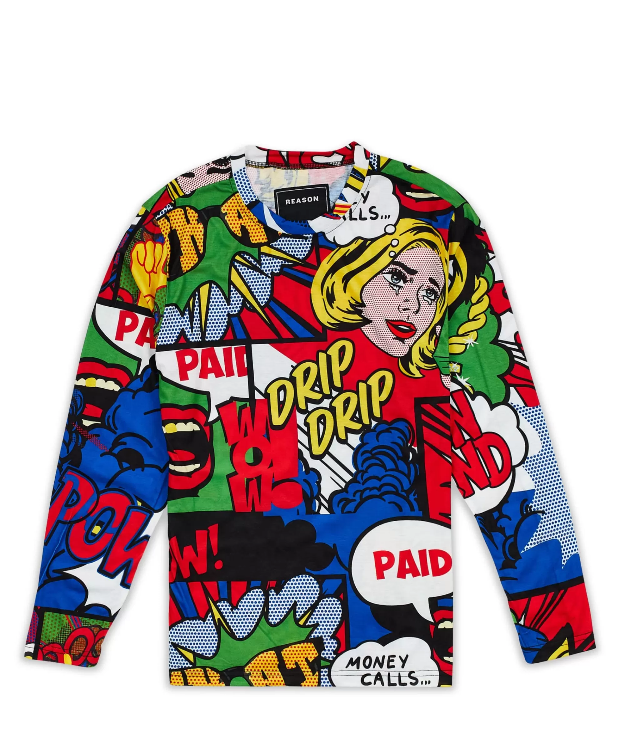 Cheap Money Drip Comic Print Long Sleeve Tee Long Sleeve Tees | Graphic Tees