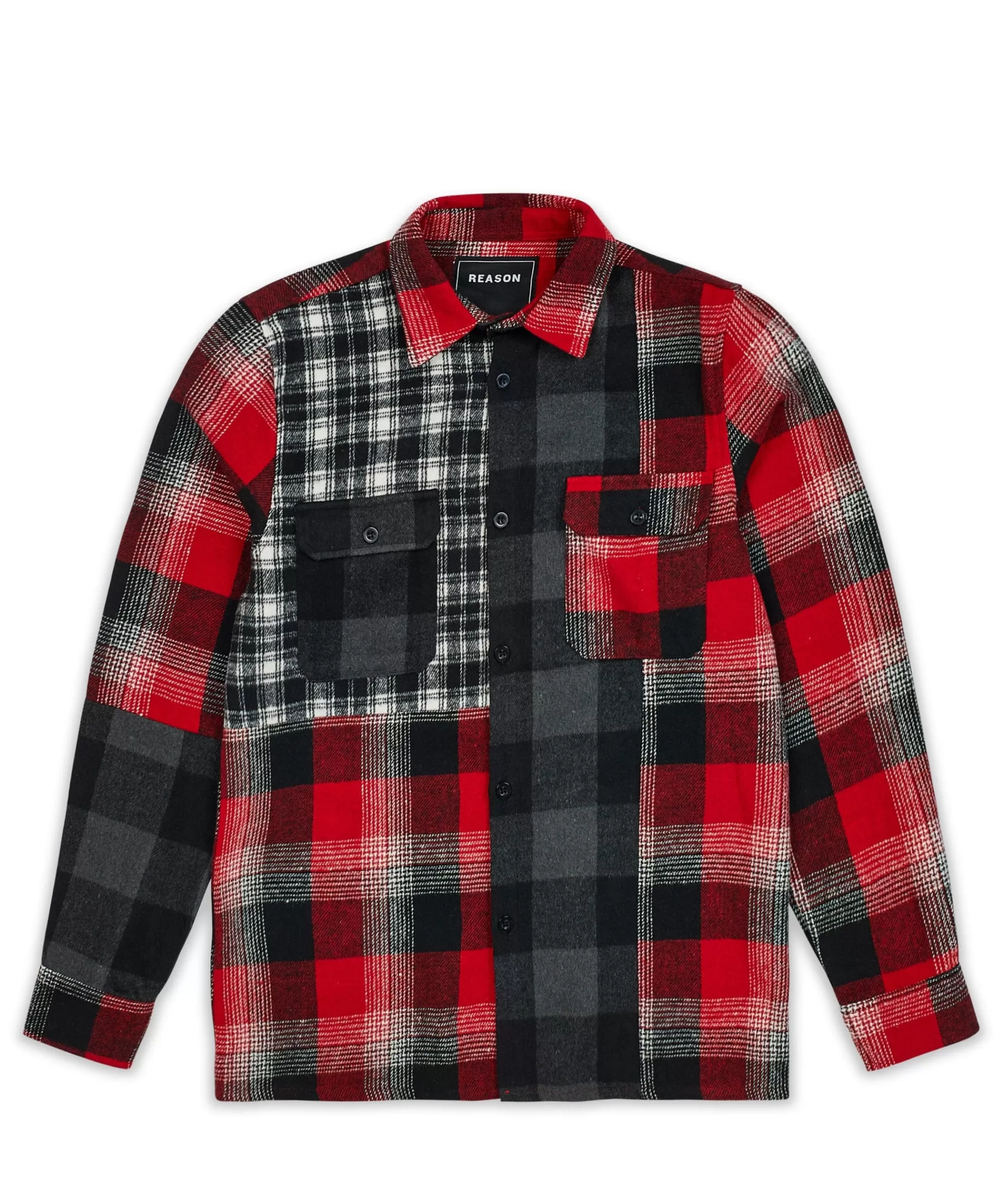 Fashion Multi Panel Checkered Overshirt - Red Flannels | Button Downs