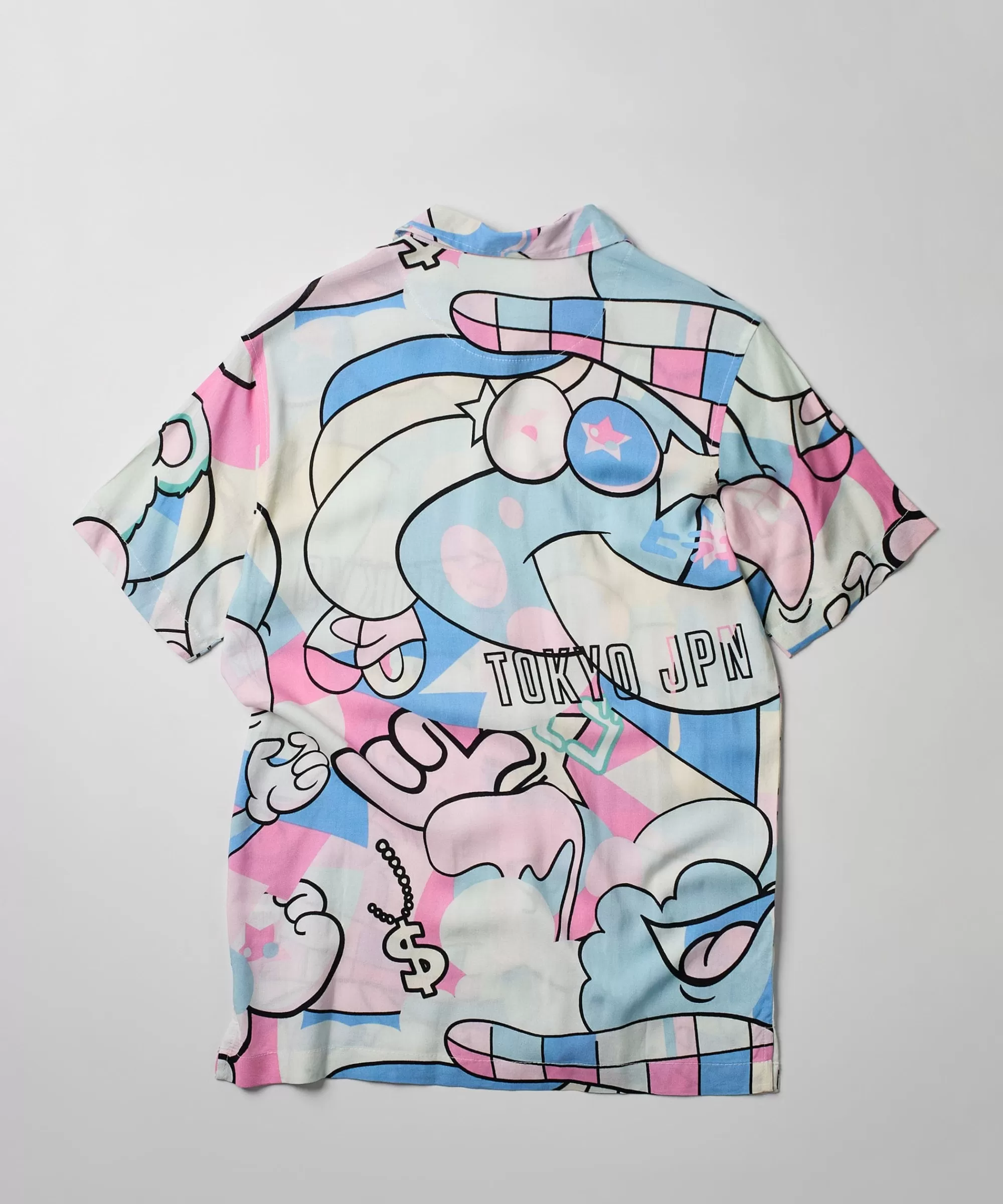 Cheap Neo World Cartoon Print Short Sleeve Shirt Button Downs