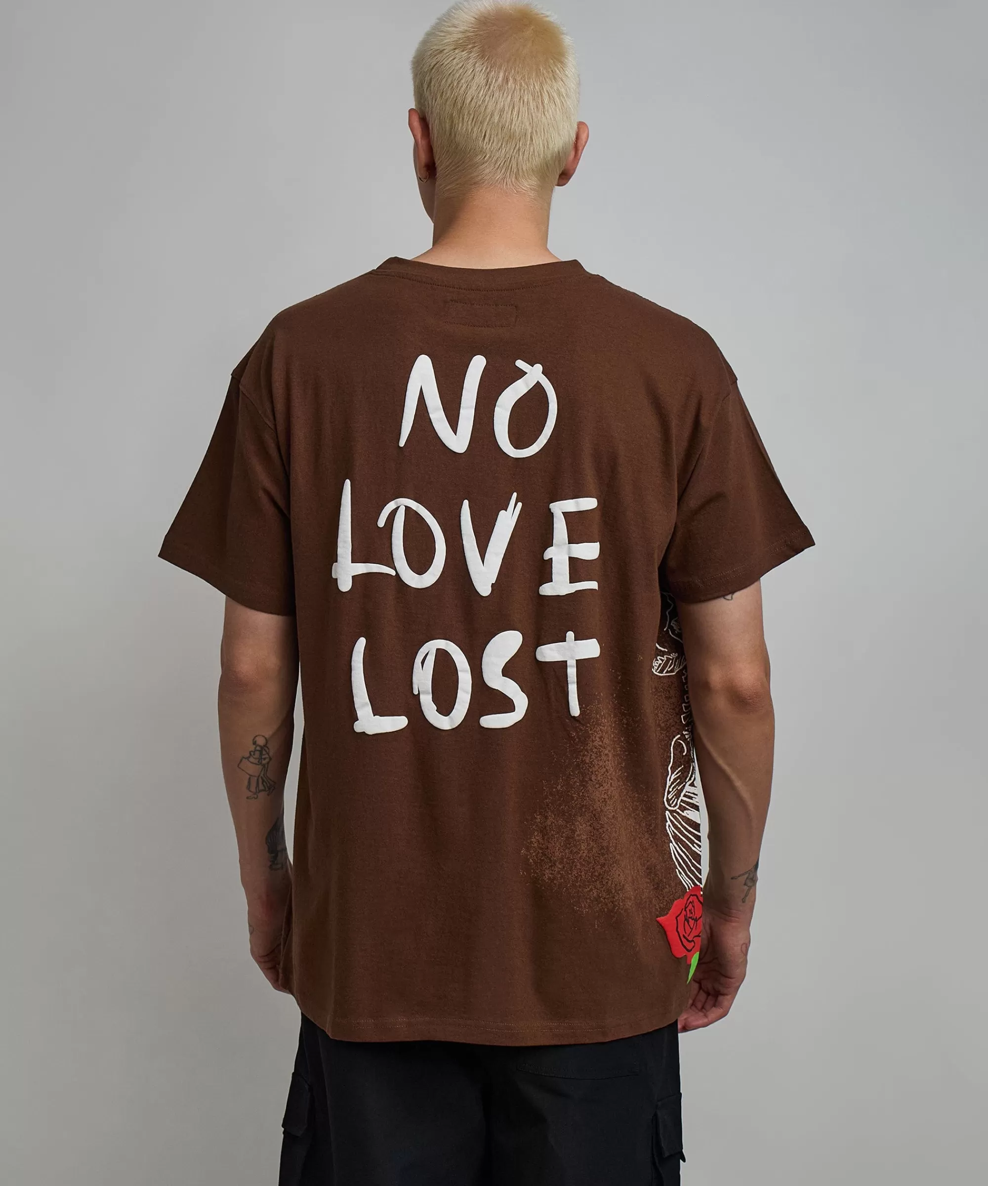 Cheap No Love Lost Short Sleeve Tee - Brown Graphic Tees