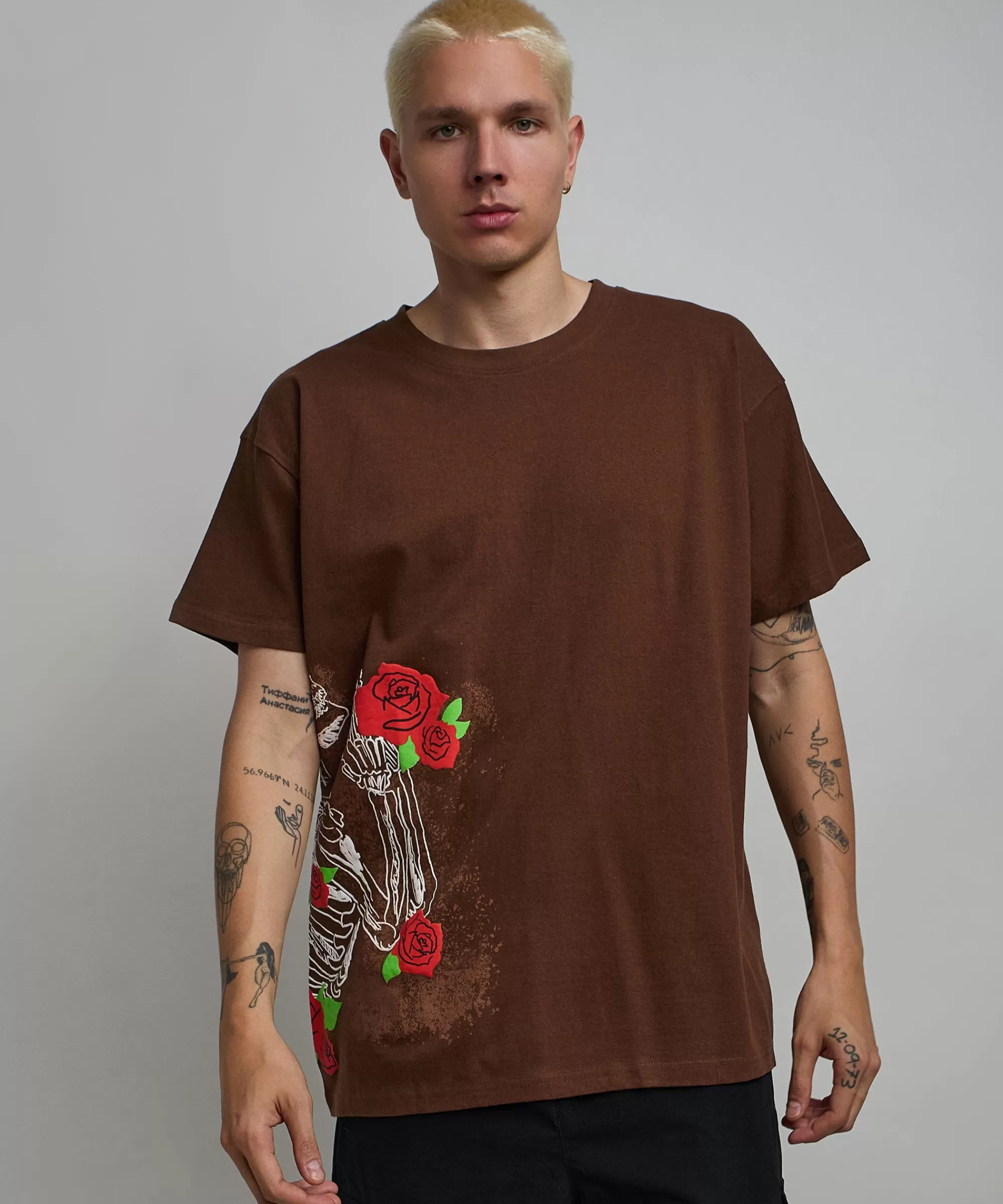 Cheap No Love Lost Short Sleeve Tee - Brown Graphic Tees