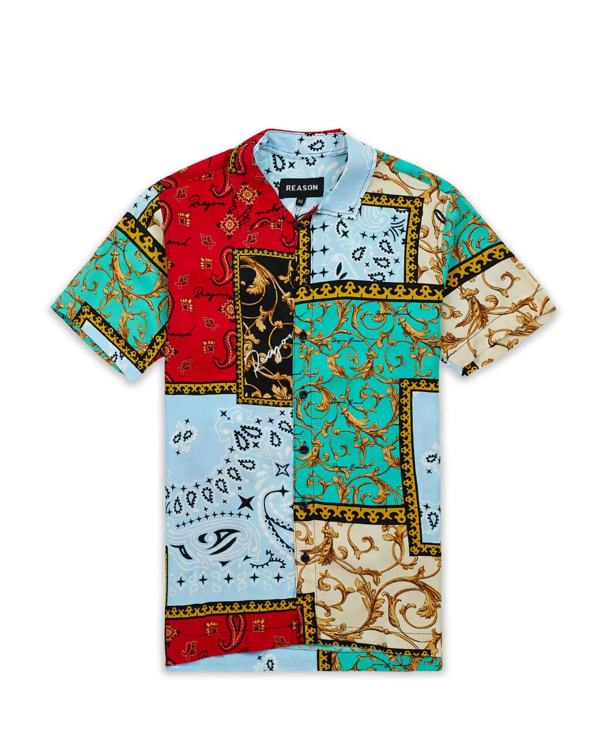 Shop Olympian Allover Print Short Sleeve Shirt Button Downs