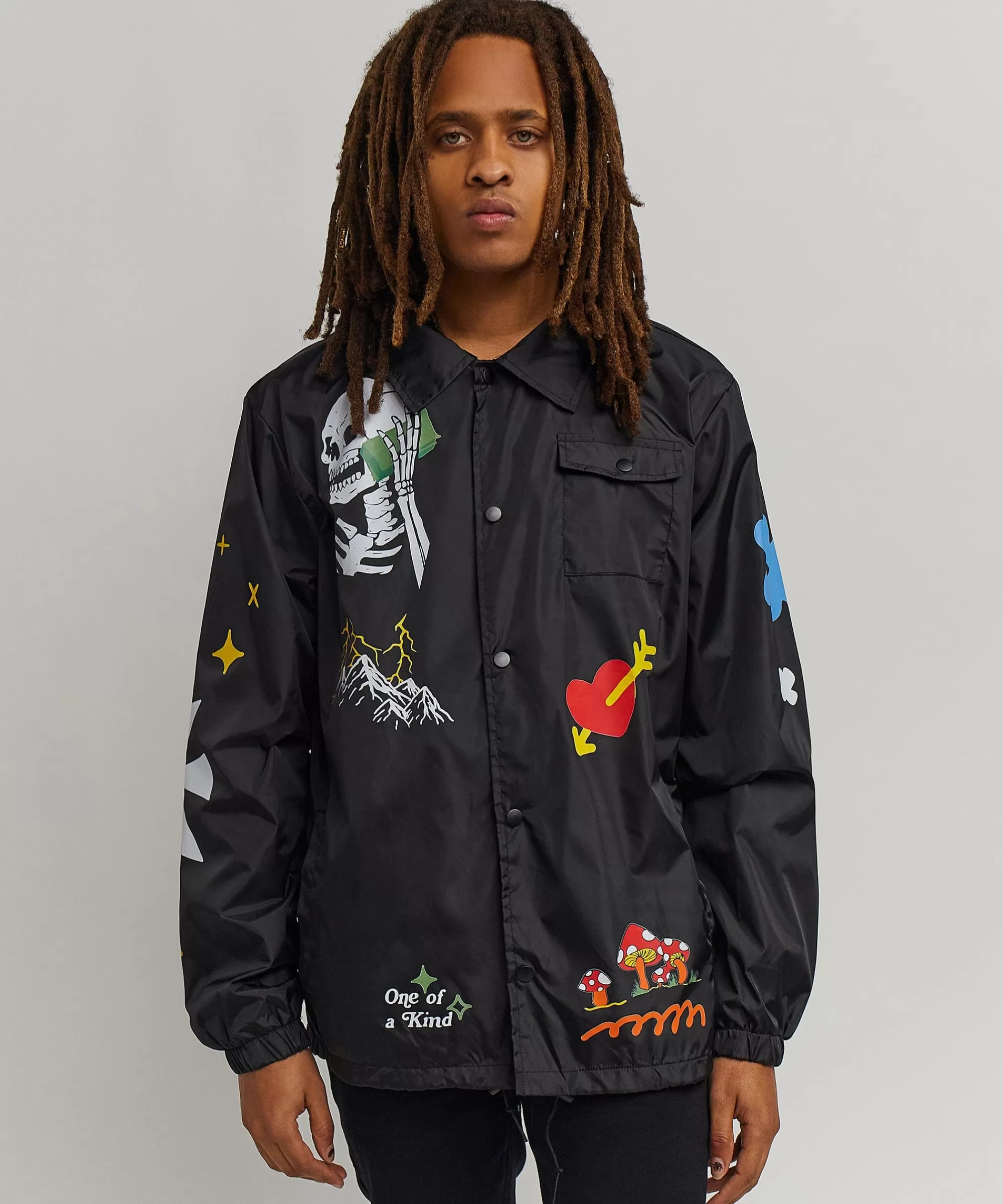 Cheap One Of A Kind Coaches Jacket - Black Lightweight Jackets