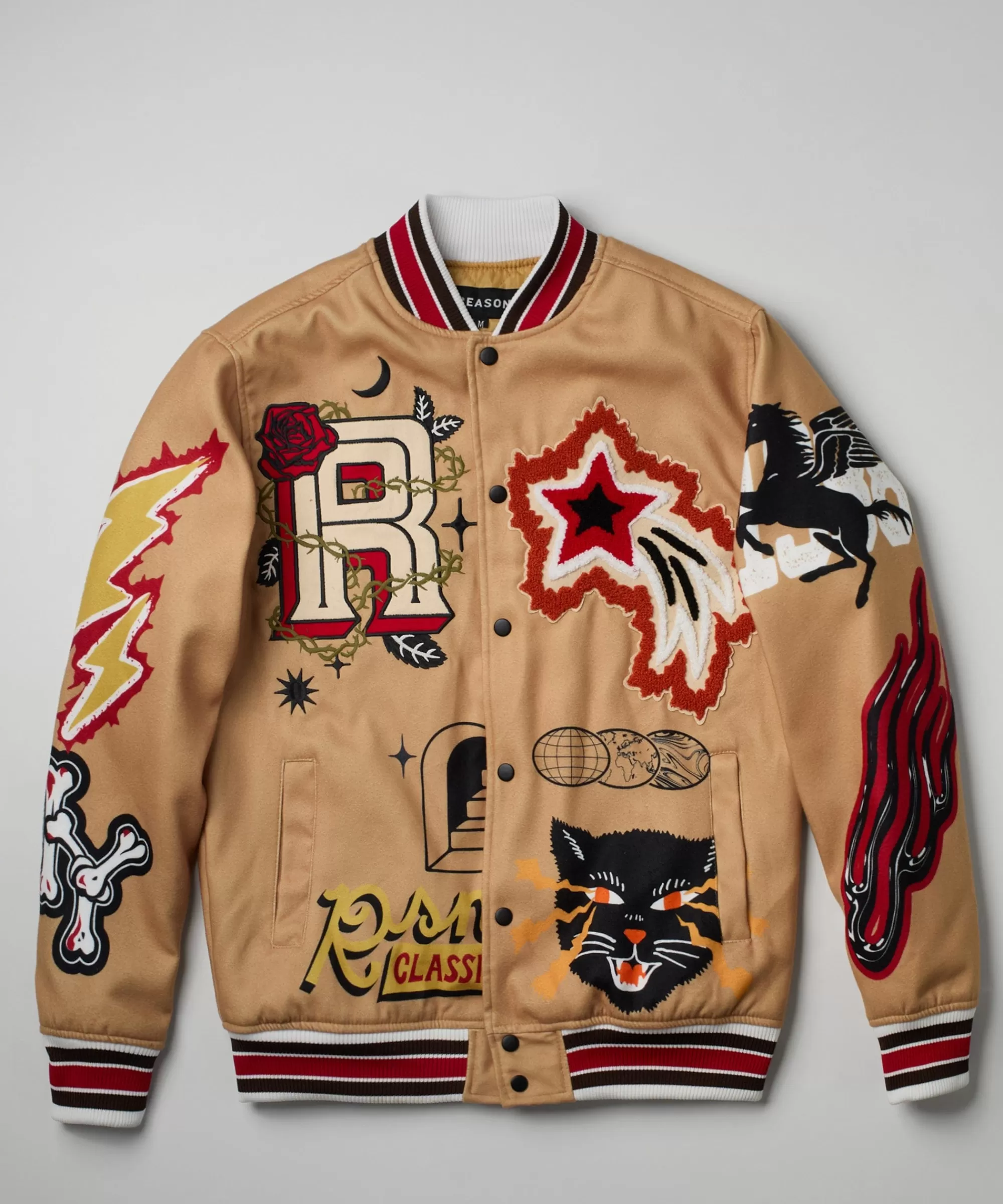 Flash Sale One Of A Kind Varsity Jacket - Khaki Varsity Jackets