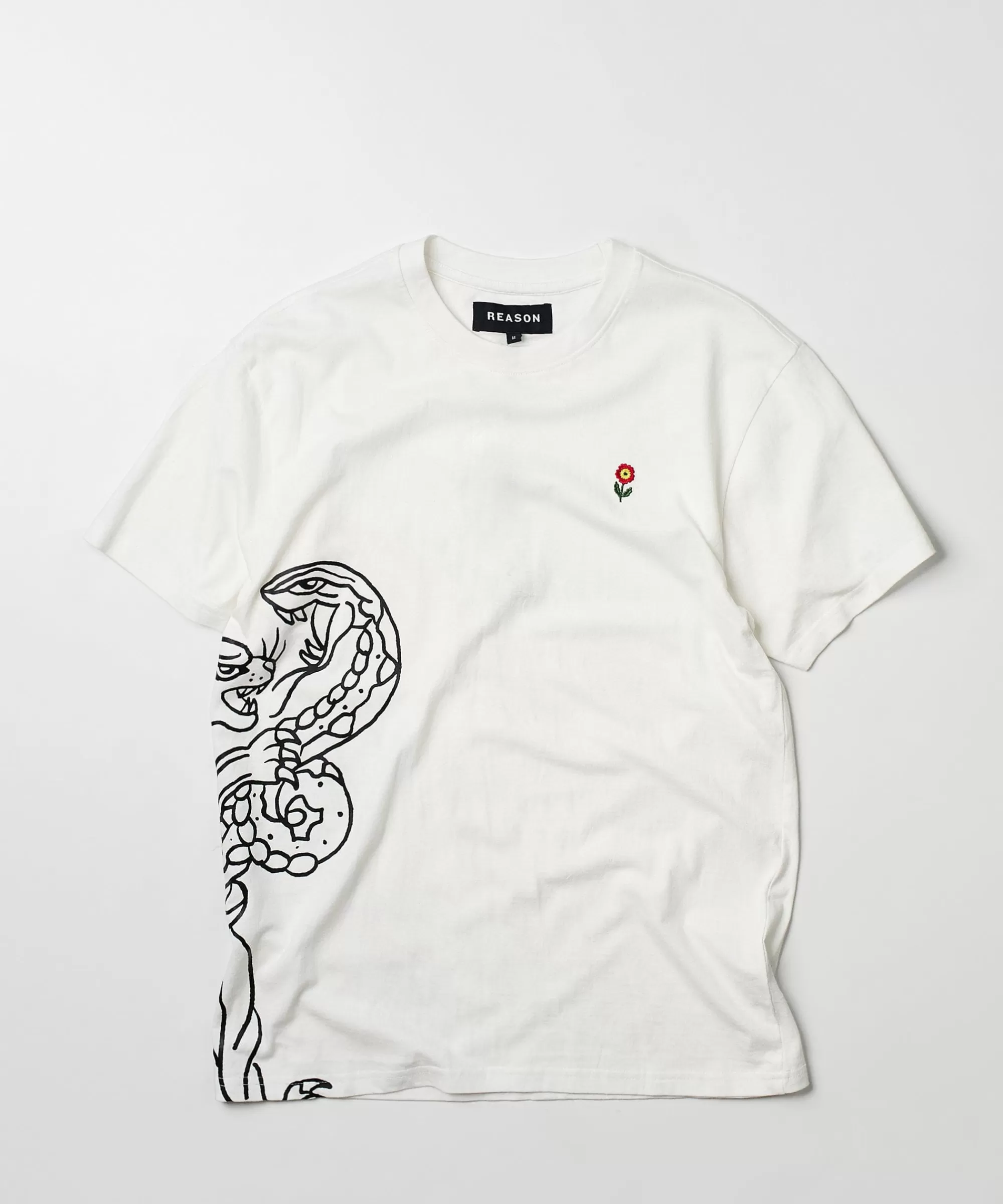 Best Panter Short Sleeve Graphic Print Embroidered Detail Tee - White Graphic Tees