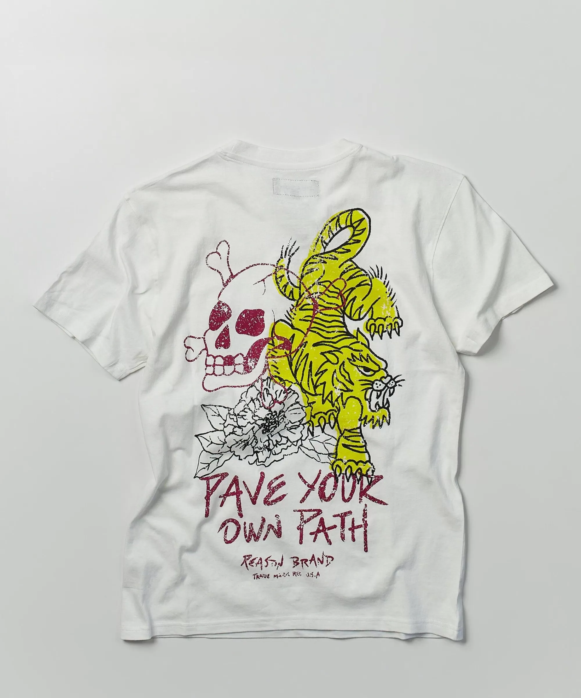 Best Sale Pave Your Own Path Short Sleeve Graphic Print Embroidered Detail Tee - White Graphic Tees