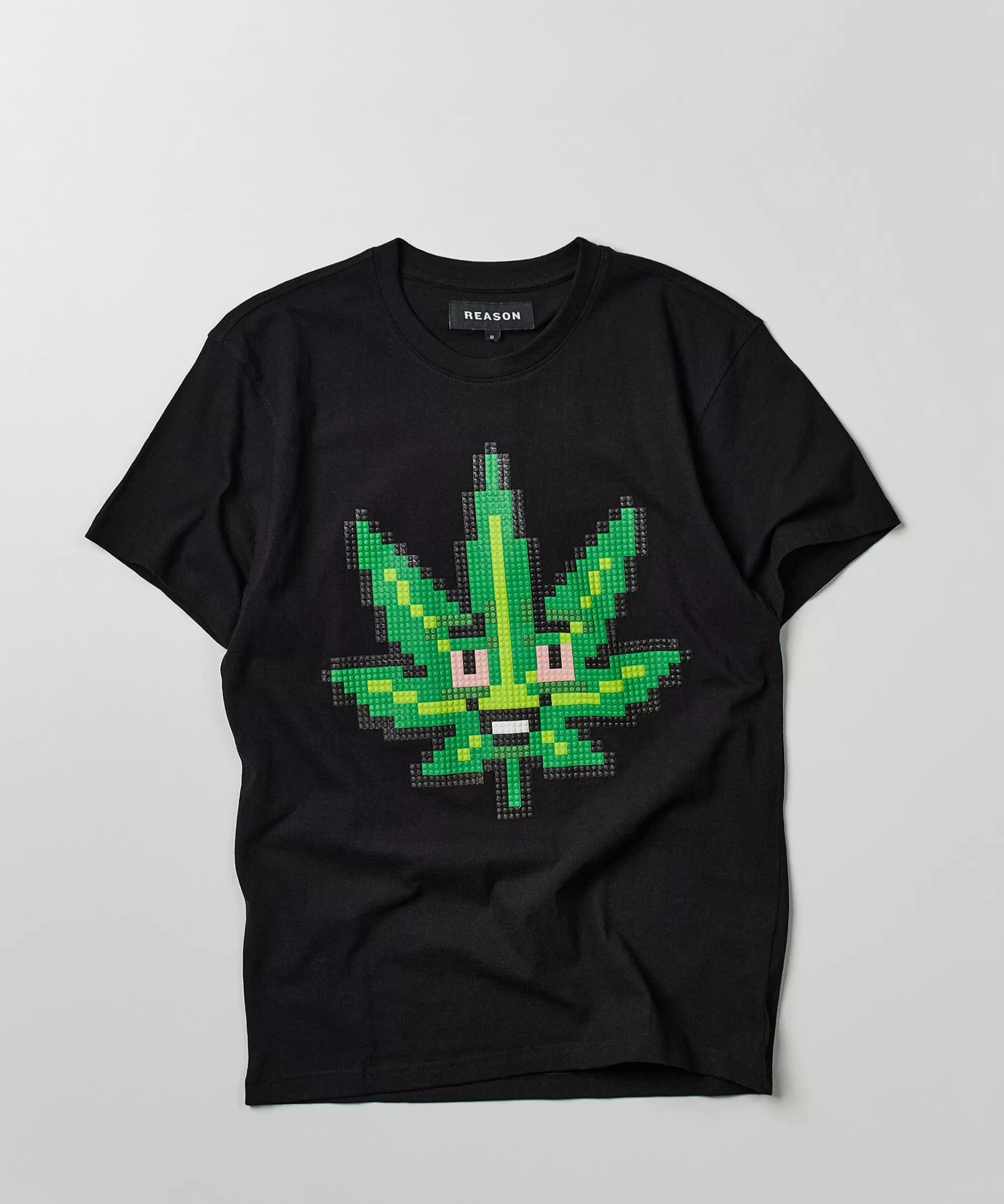 Discount Pixel Leaf Short Sleeve Tee - Black Graphic Tees