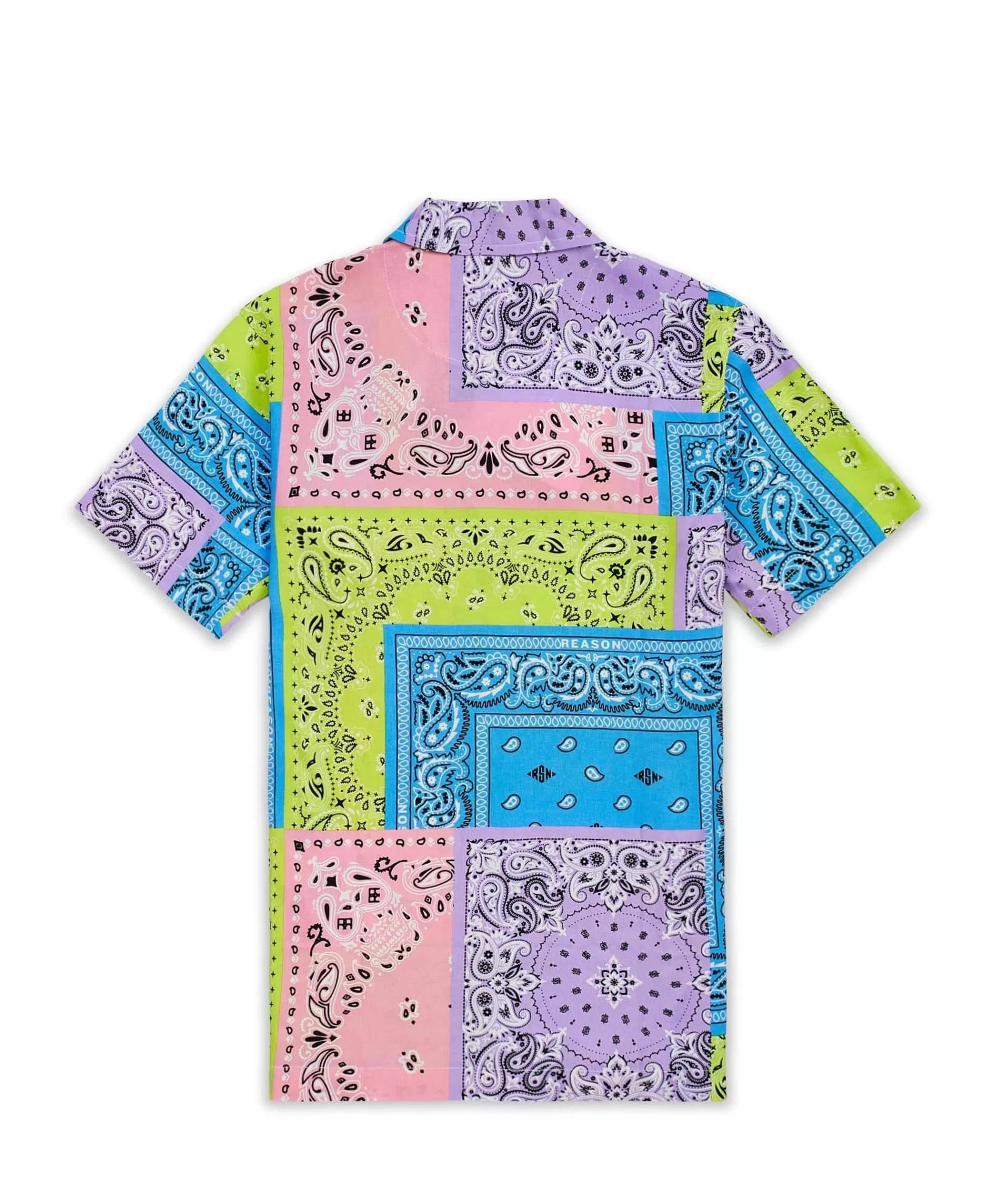 Flash Sale Plus Size Bandana Paisley Allover Print Short Sleeve Shirt Button Downs