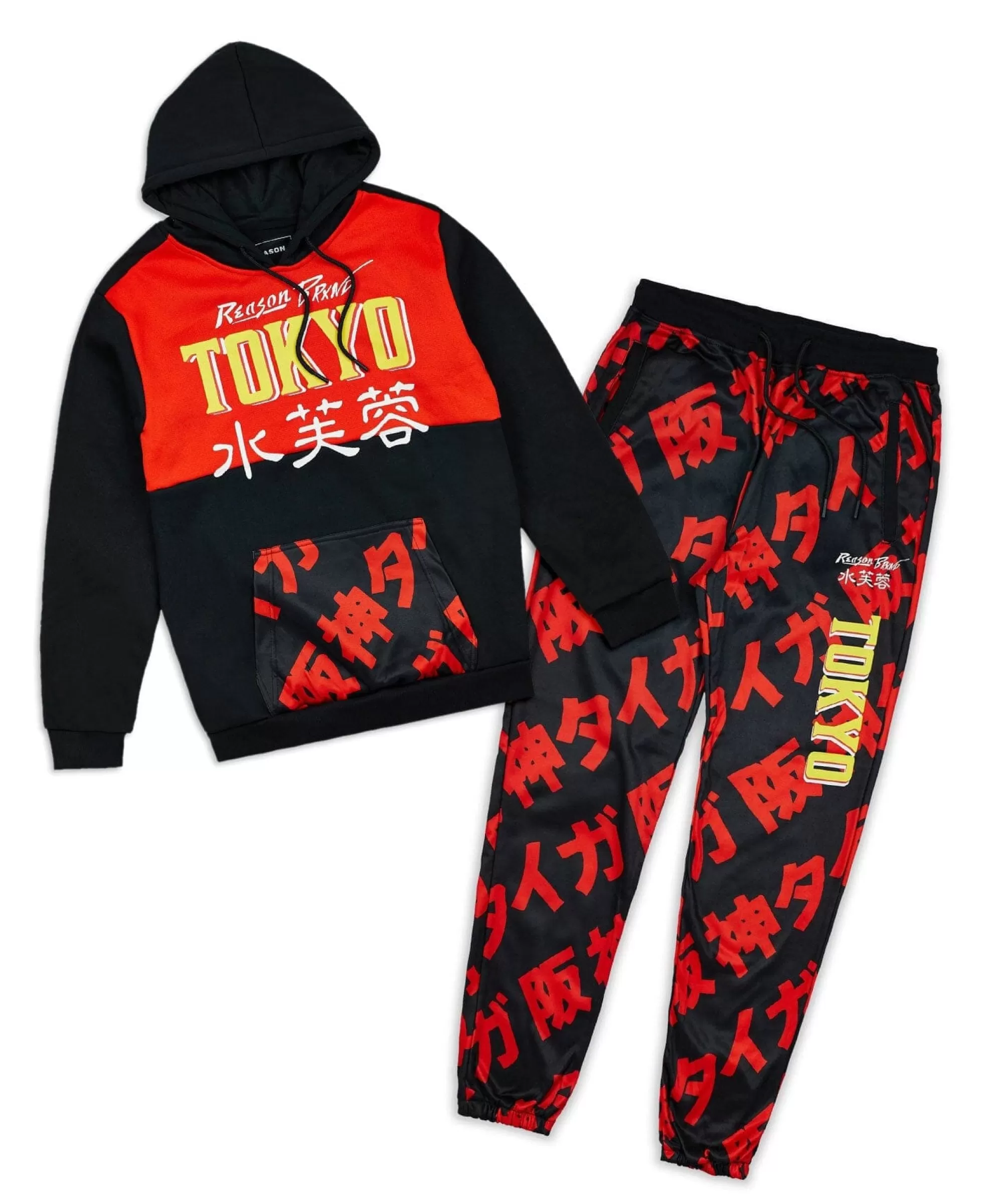 Outlet Plus Size Kanji Tokyo Fleece Hood Jogger Set Hoodies | Hoodies