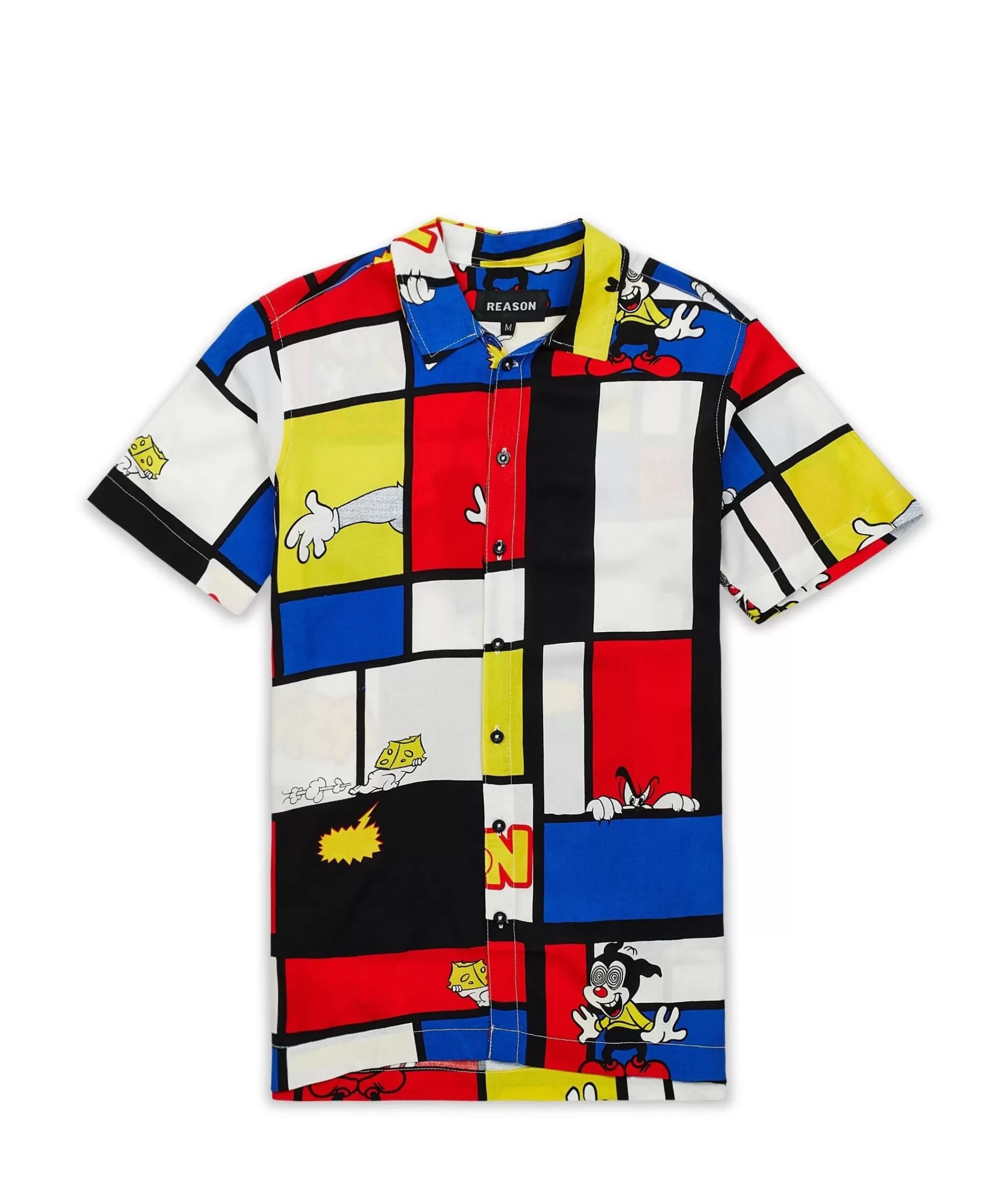 Flash Sale Plus Size Prank Allover Print Short Sleeve Shirt Button Downs