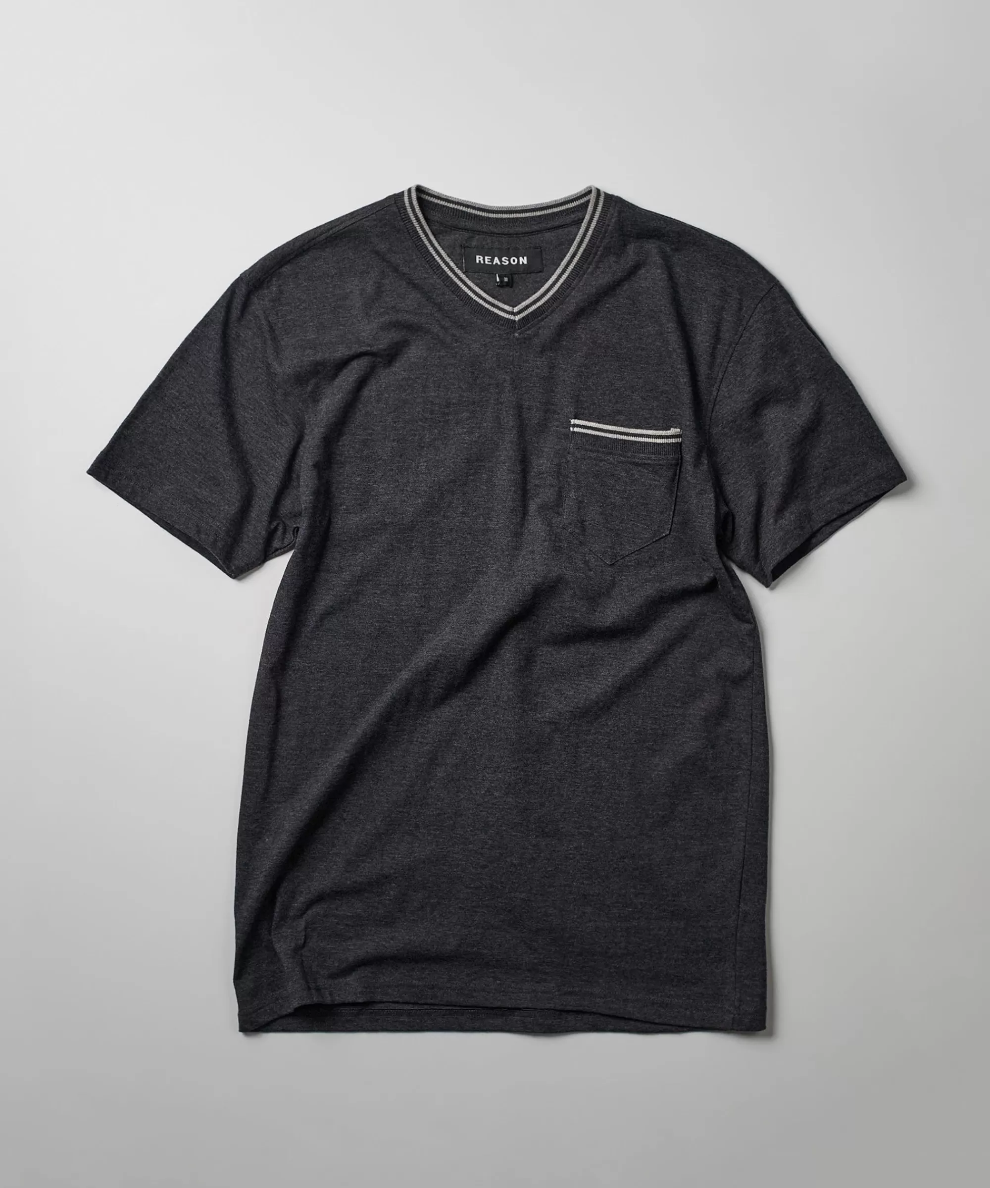 New Pocket Stripe Contrast Short Sleeve Tee - Charcoal Graphic Tees