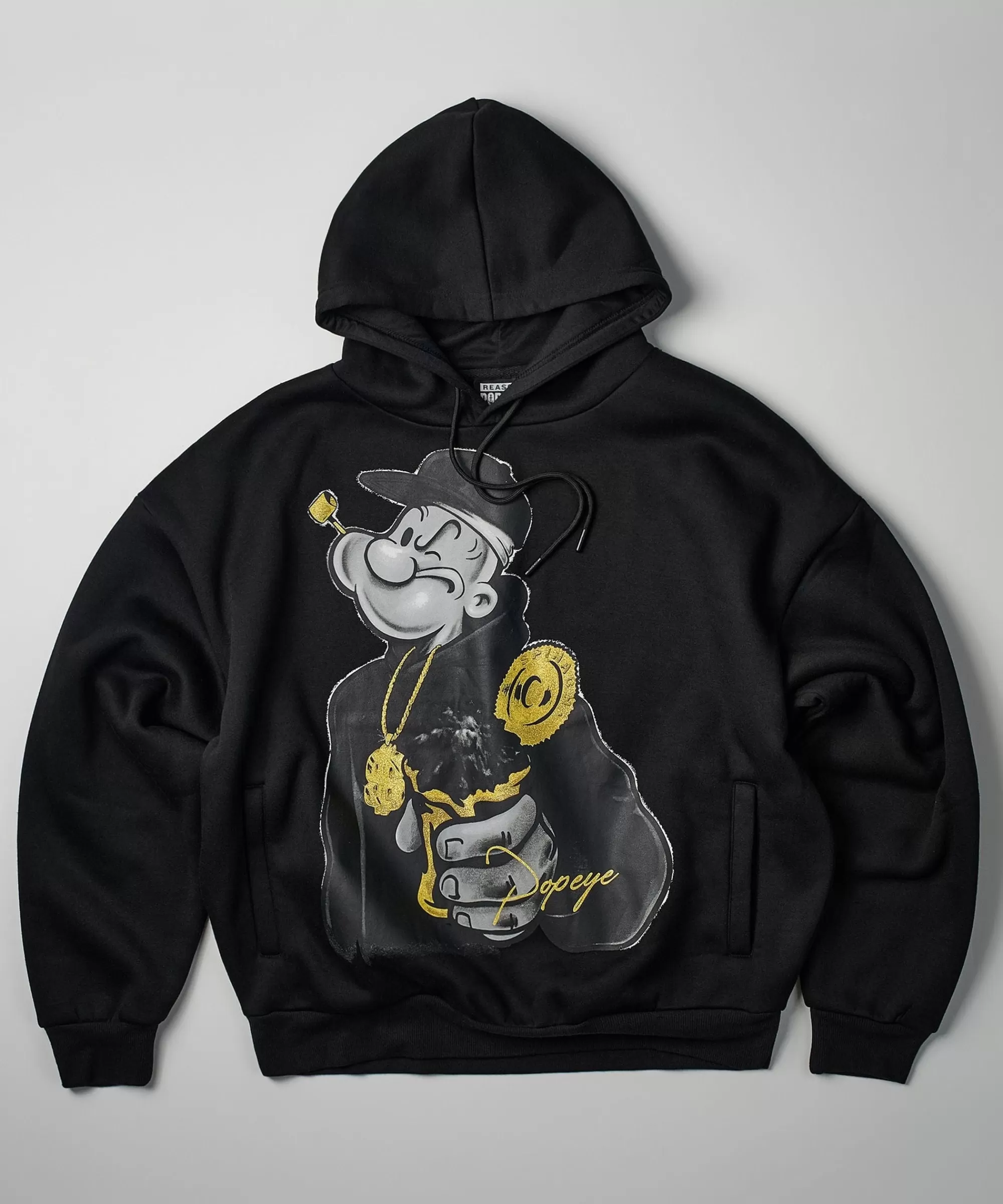 Shop Popeye Block Boy Oversized Hoodie - Black Hoodies | Hoodies