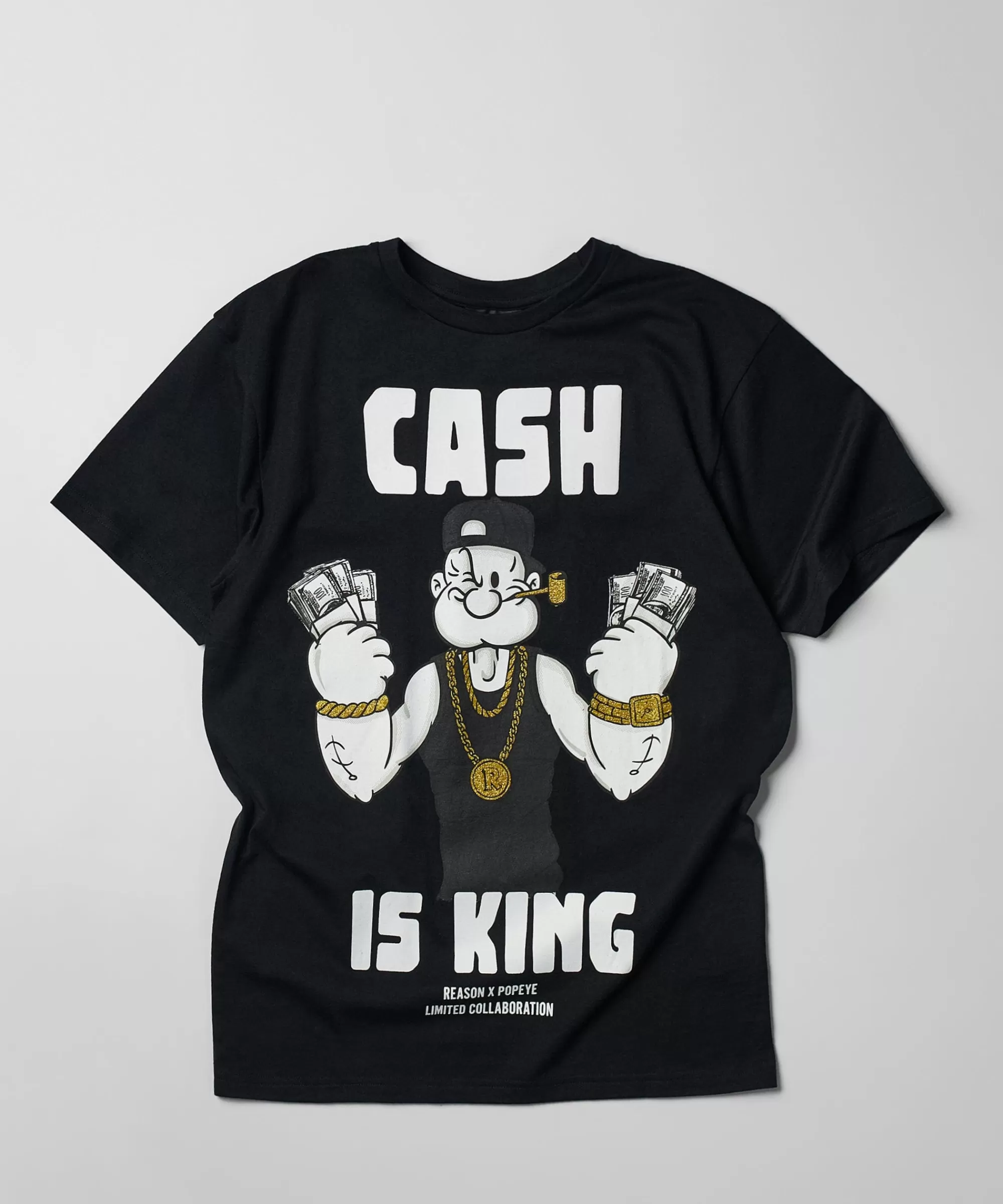 Cheap Popeye Cash Is King Short Sleeve Tee - Black Graphic Tees