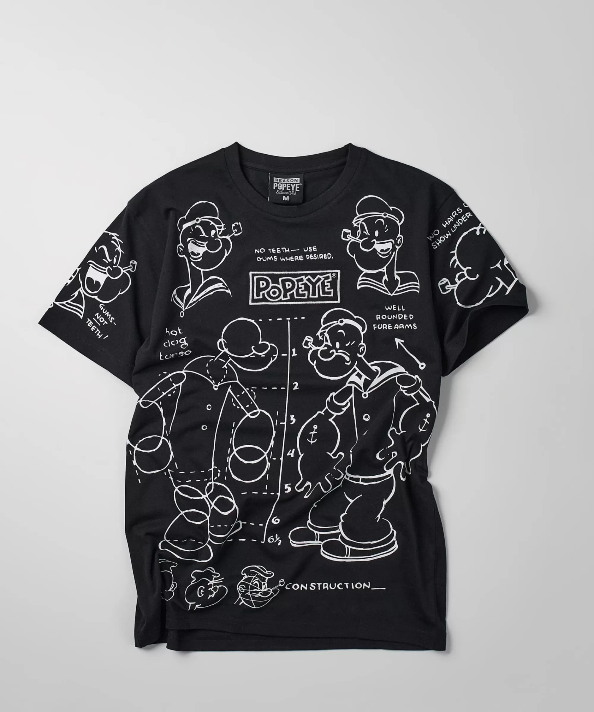 Outlet Popeye Construction Embroidered Short Sleeve Tee - Black Graphic Tees