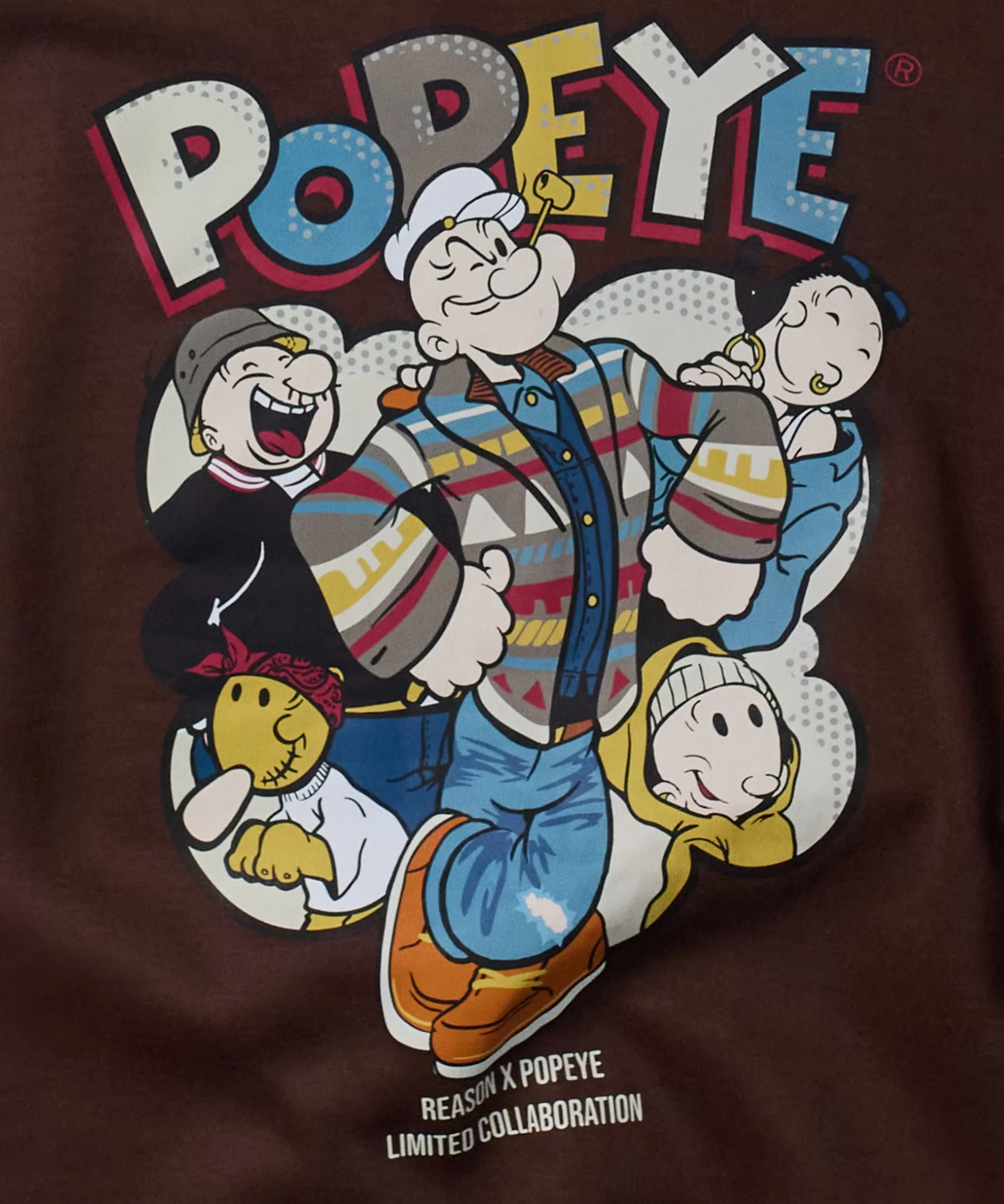 Best Popeye Graphic Print Hoodie - Brown Graphic Tees