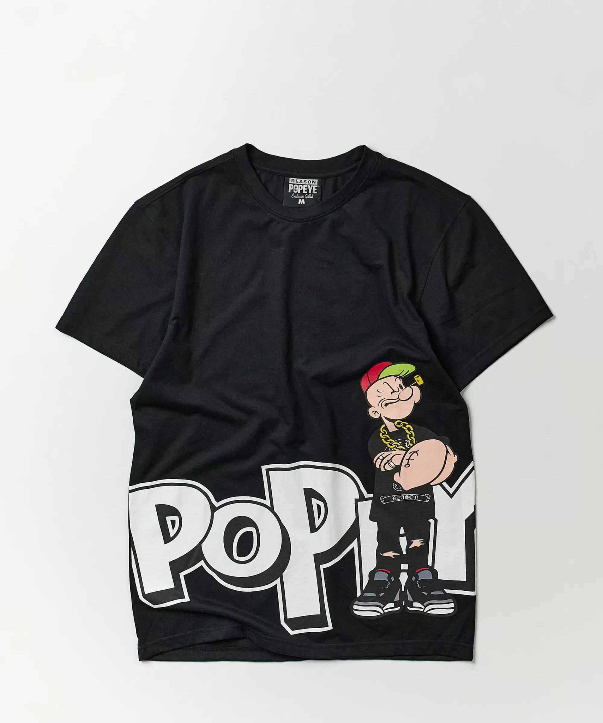 Cheap Popeye Side Print Short Sleeve Tee - Black Graphic Tees