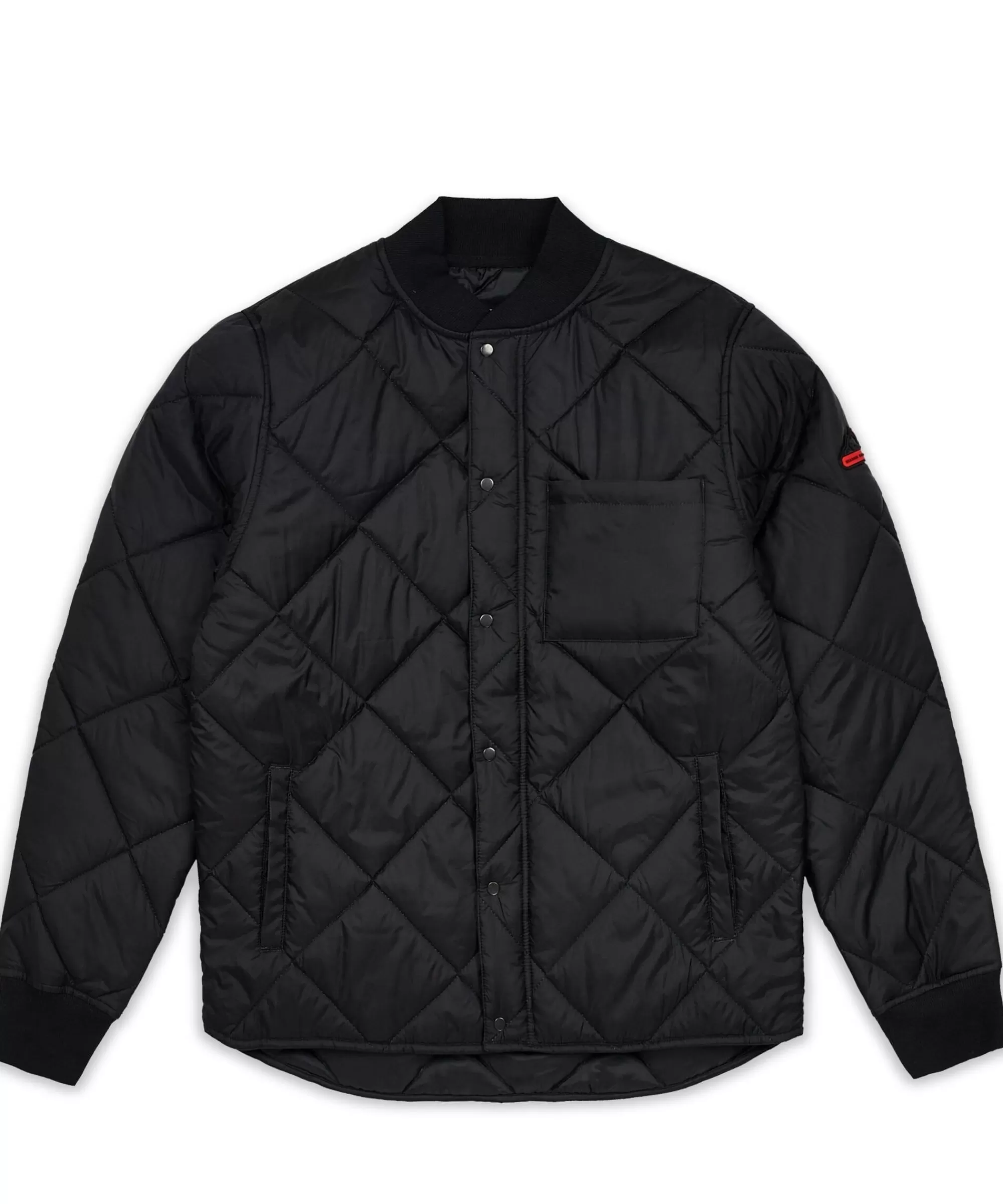 Fashion Quilted Shirt Jacket With Lining - Black Quilted Jackets