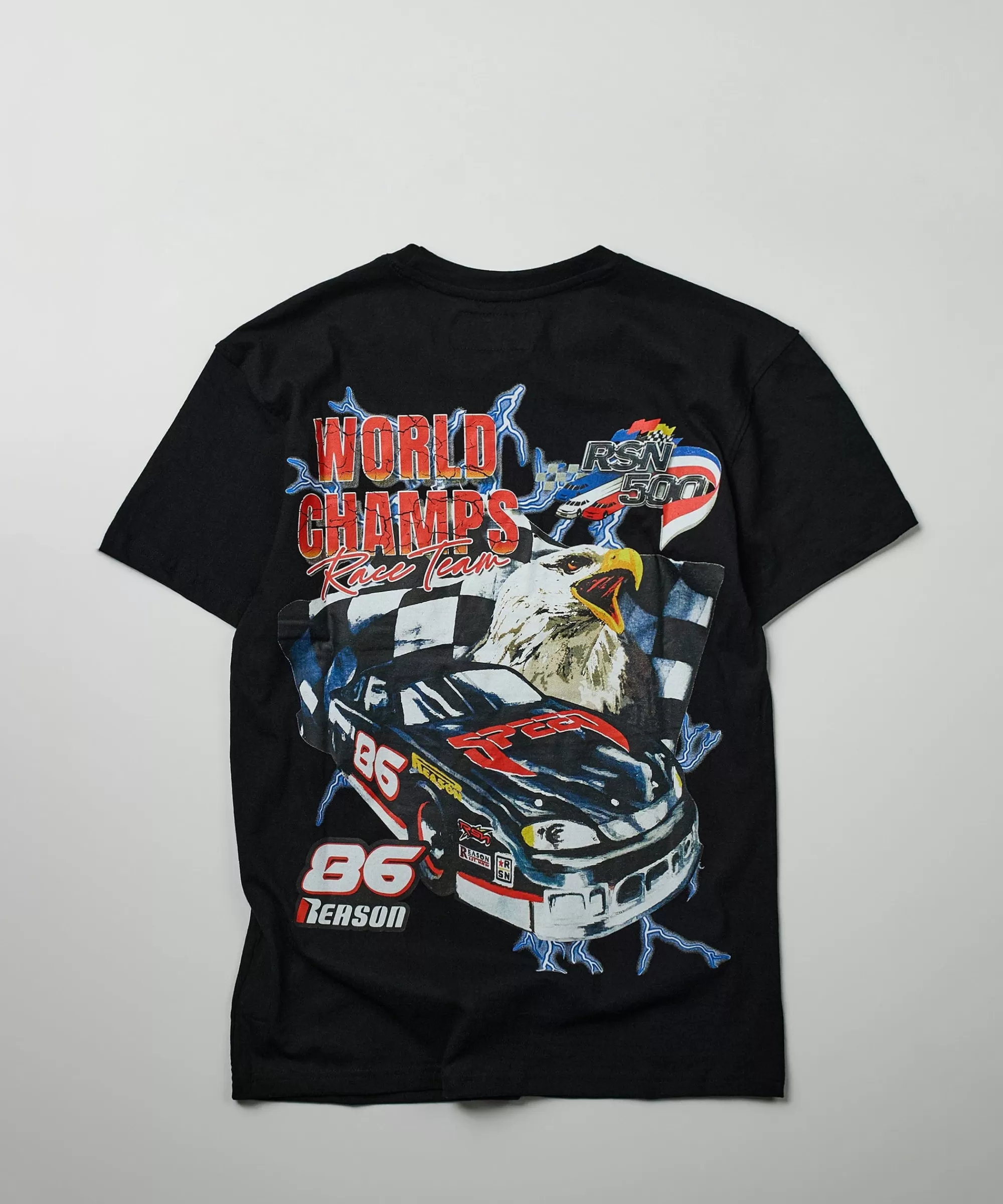 Clearance Racing Champs Short Sleeve Graphic Print Tee - Black Graphic Tees