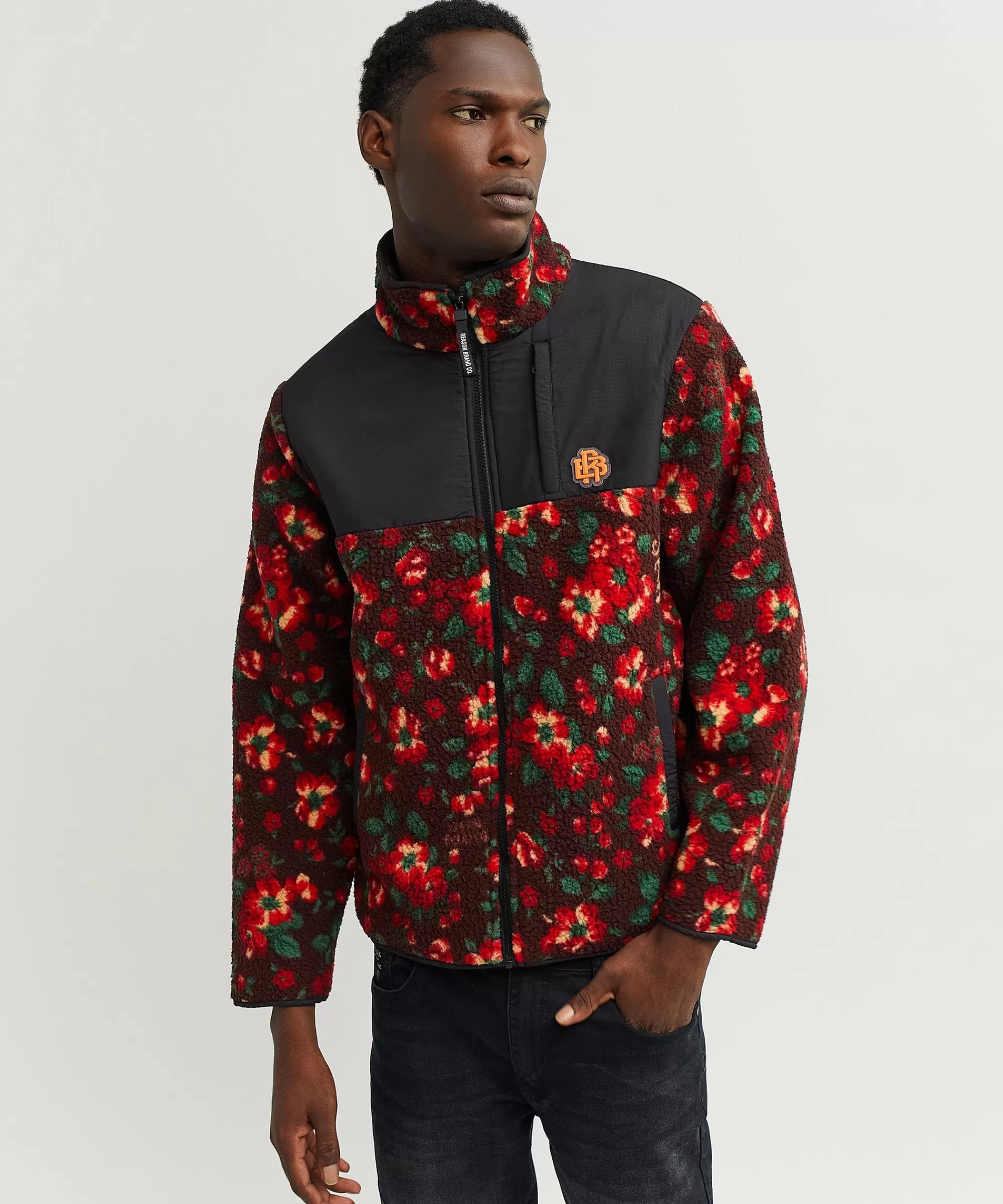 Shop RB Series Sherpa Fleece Zip Up Jacket - Flowers Sherpa