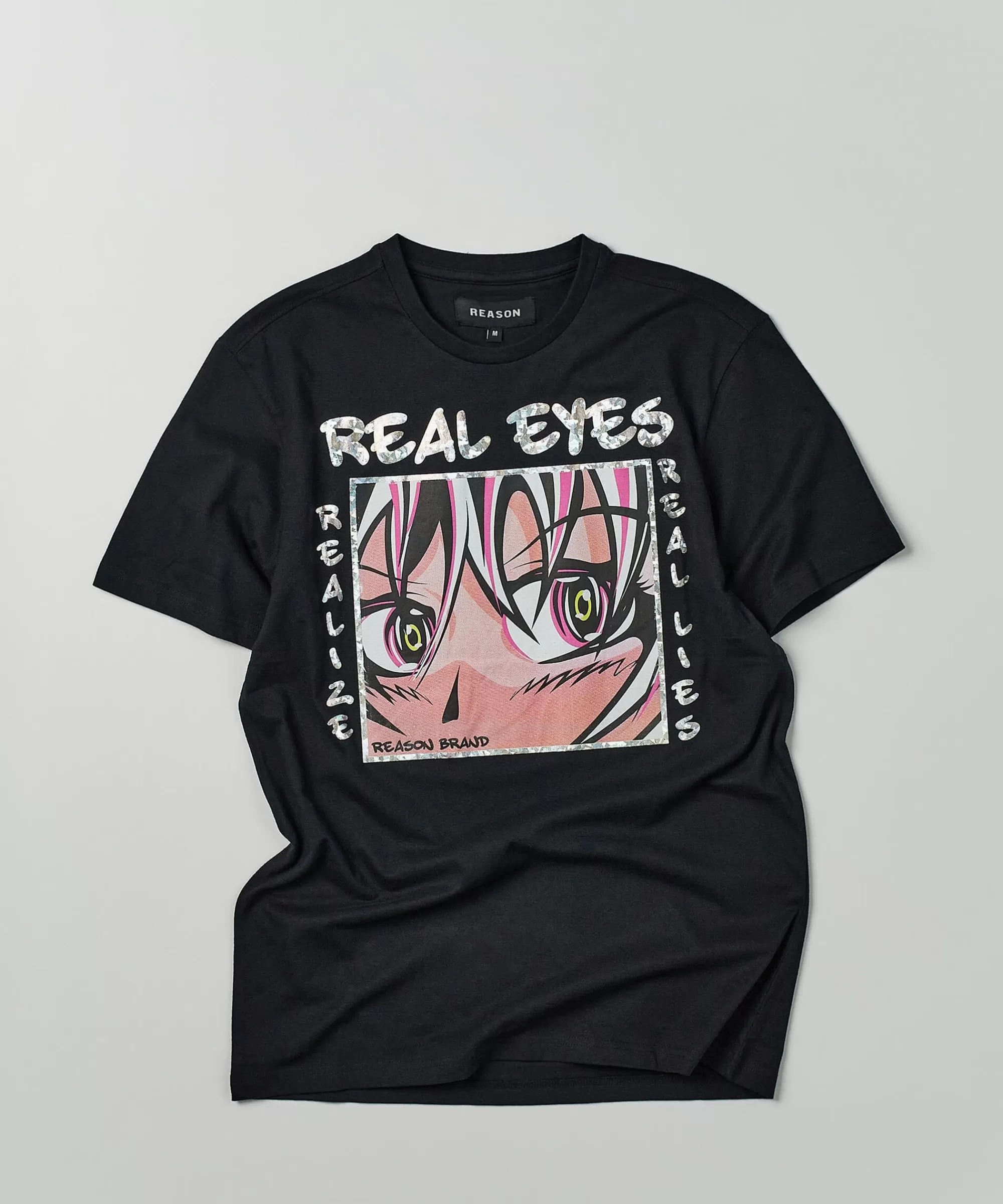 New Real Eyes Hologram Print Short Sleeve Tee - Black Graphic Tees