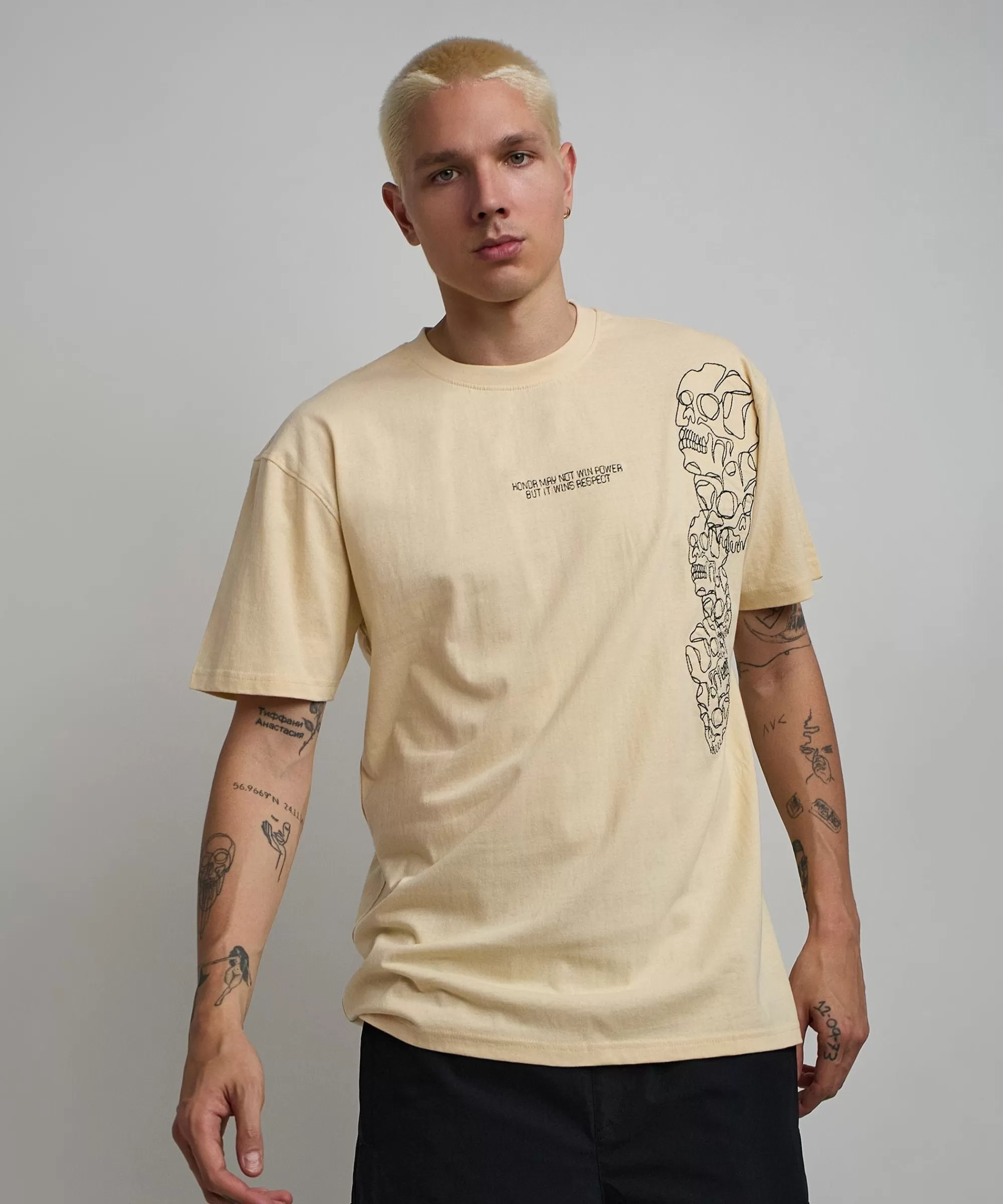 Best Sale Respect Embroidered Short Sleeve Tee - Khaki Graphic Tees