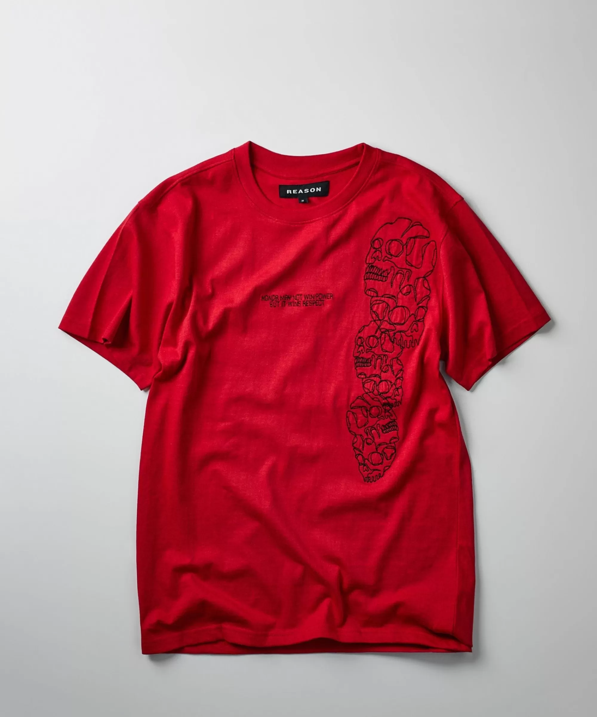 Cheap Respect Embroidered Short Sleeve Tee - Red Graphic Tees