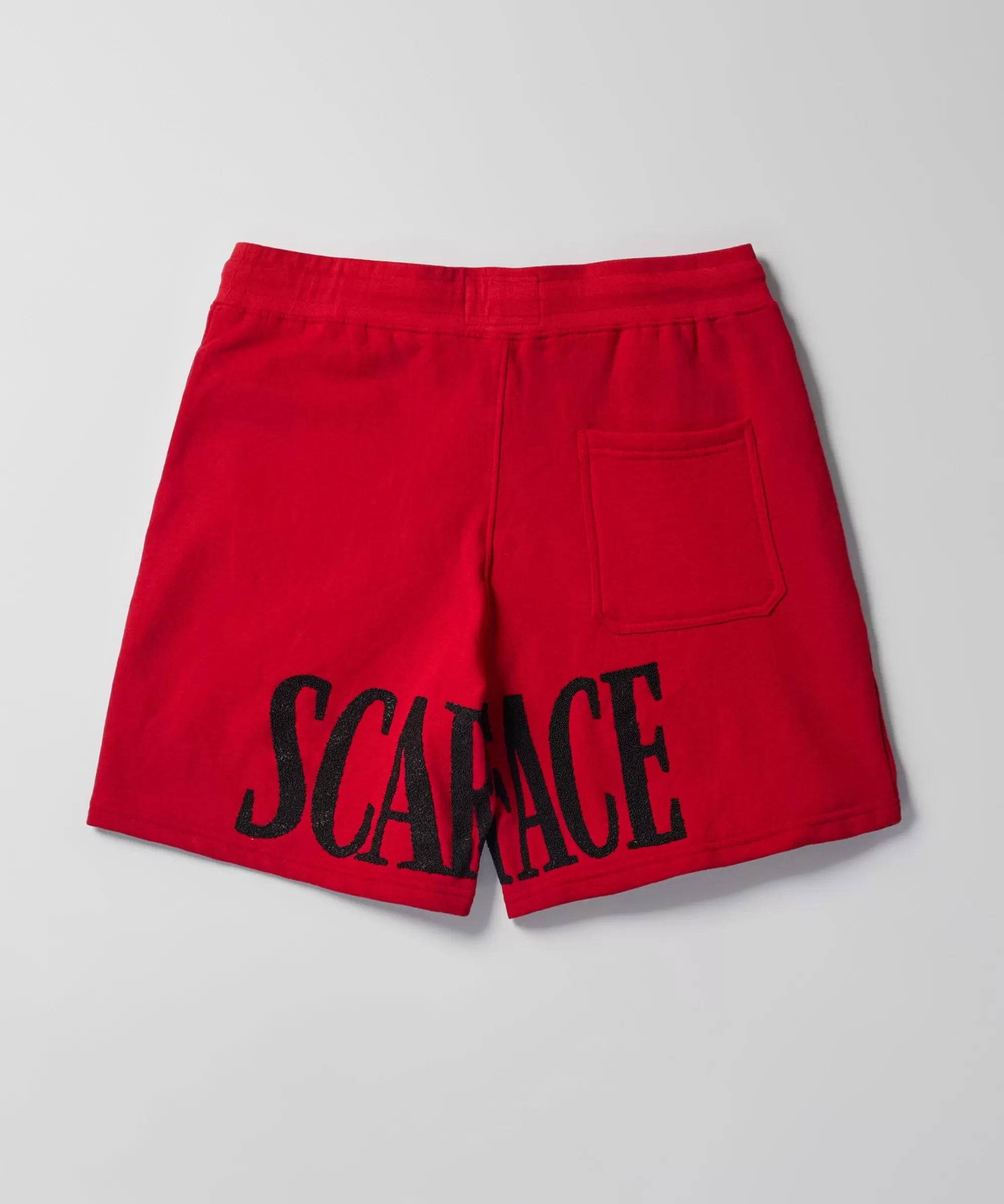 Fashion Scarface Fleece Glitter Sugar Print Shorts - Red Shorts