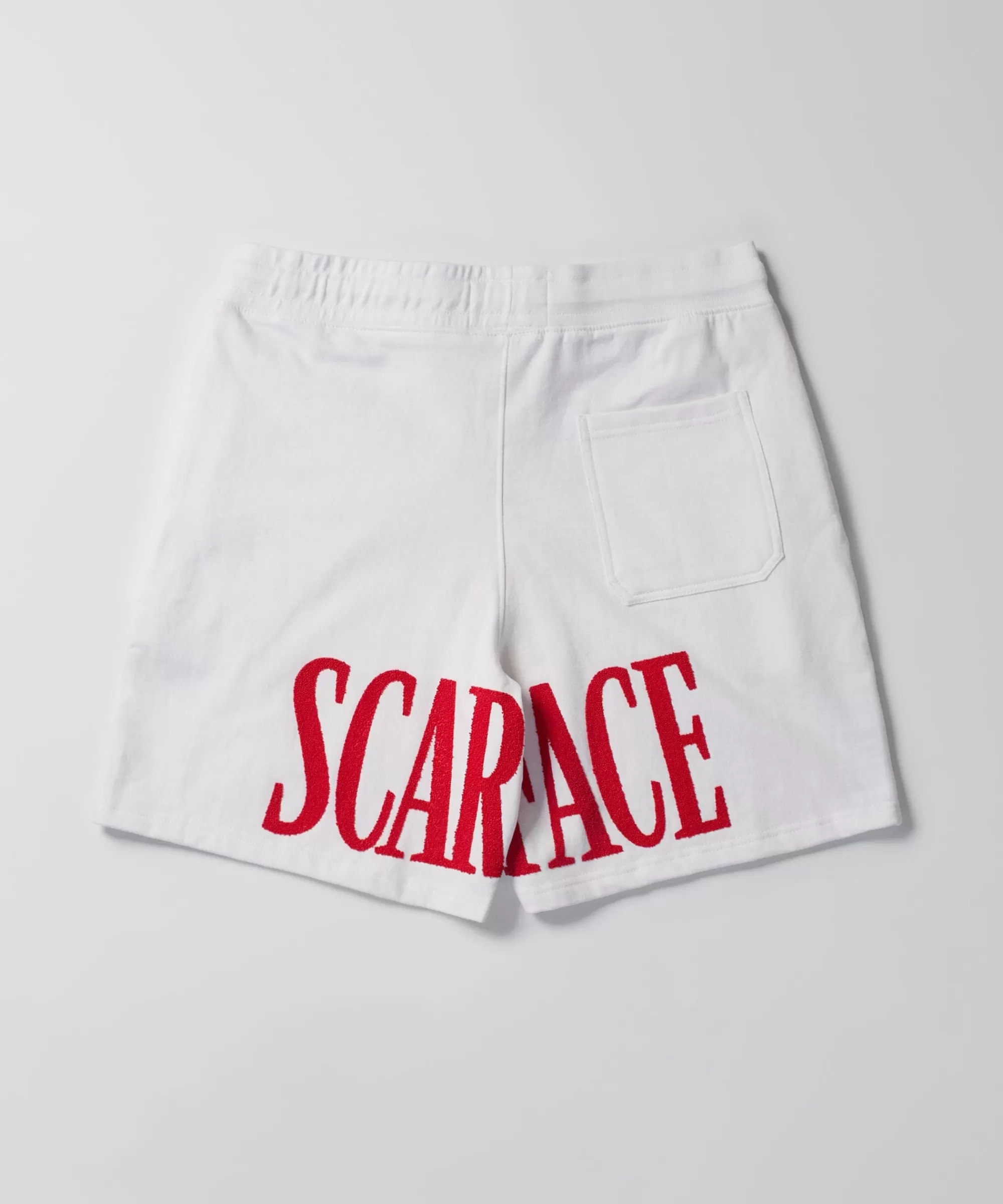 Best Sale Scarface Fleece Glitter Sugar Print Shorts - White Shorts