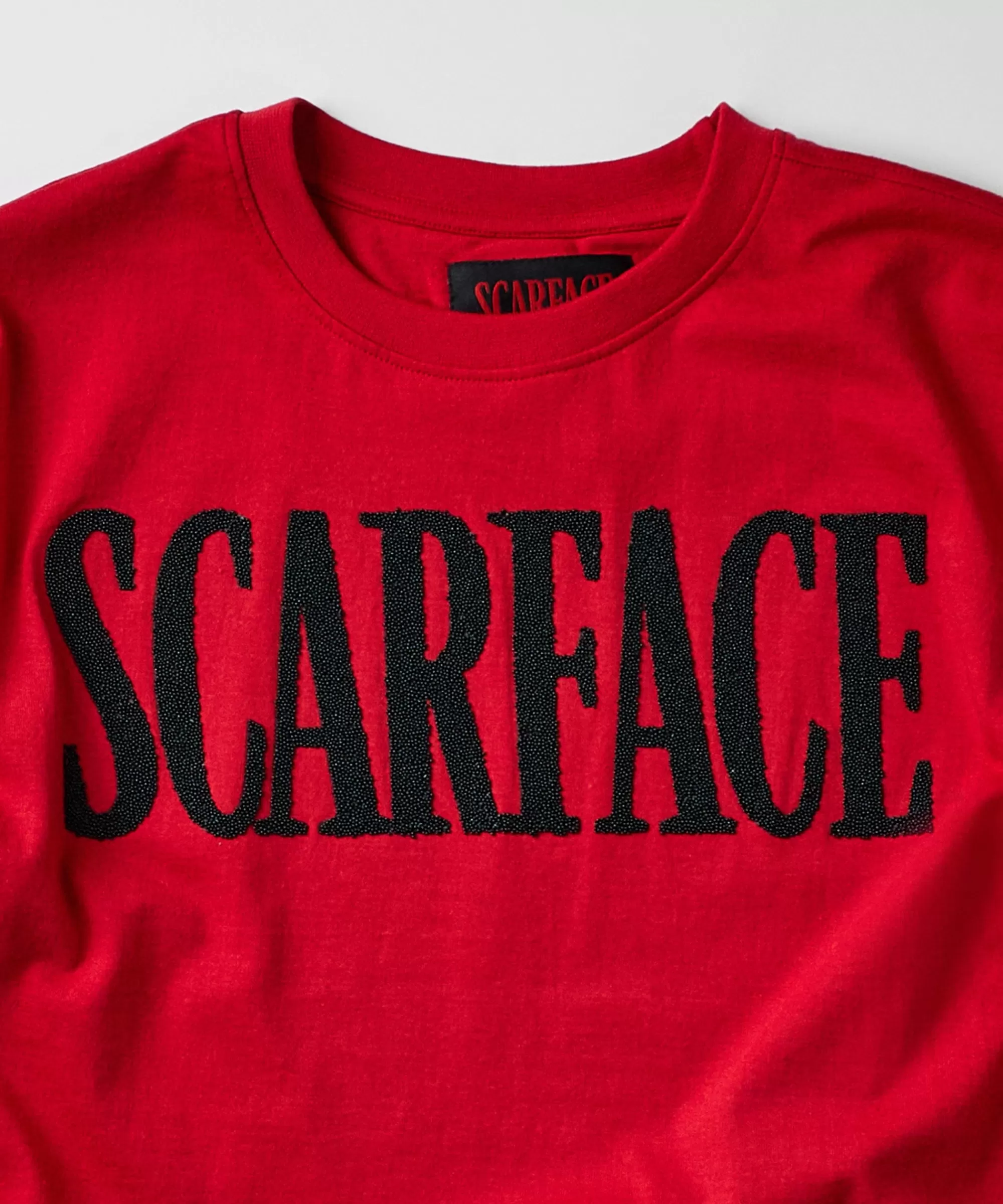 Store Scarface Logo Caviar Print Short Sleeve Tee - Red Graphic Tees