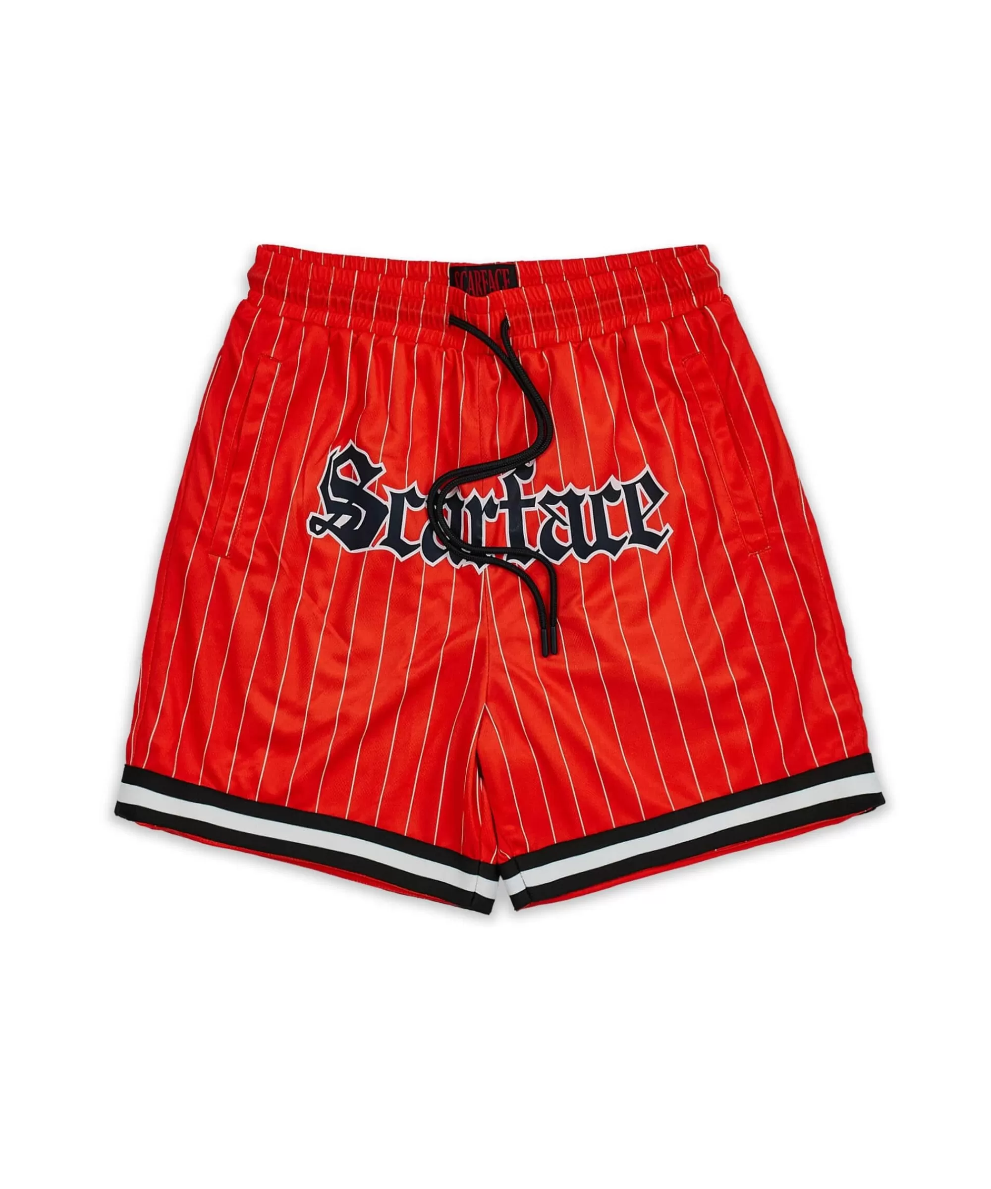 Outlet Scarface™ Pinstripe Mesh Shorts - Red Shop All Bottoms | Shorts