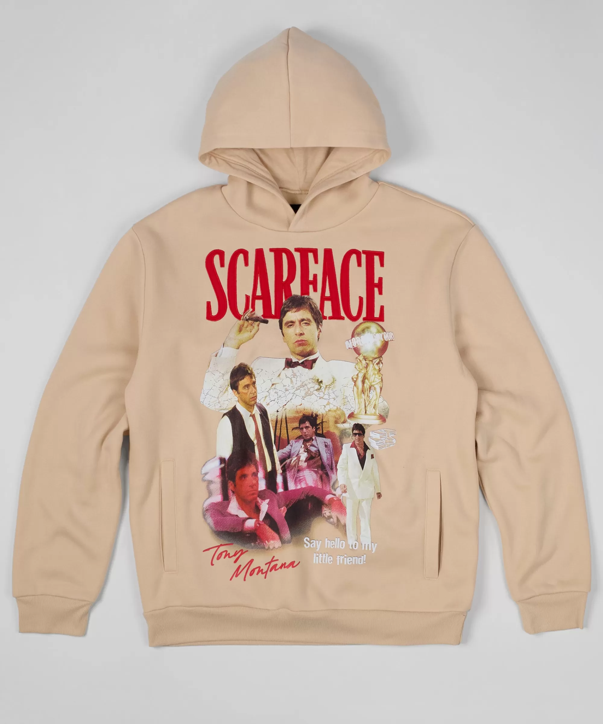 Store Scarface Say Hello Embroidered Patch Hoodie - Khaki Hoodies | Hoodies