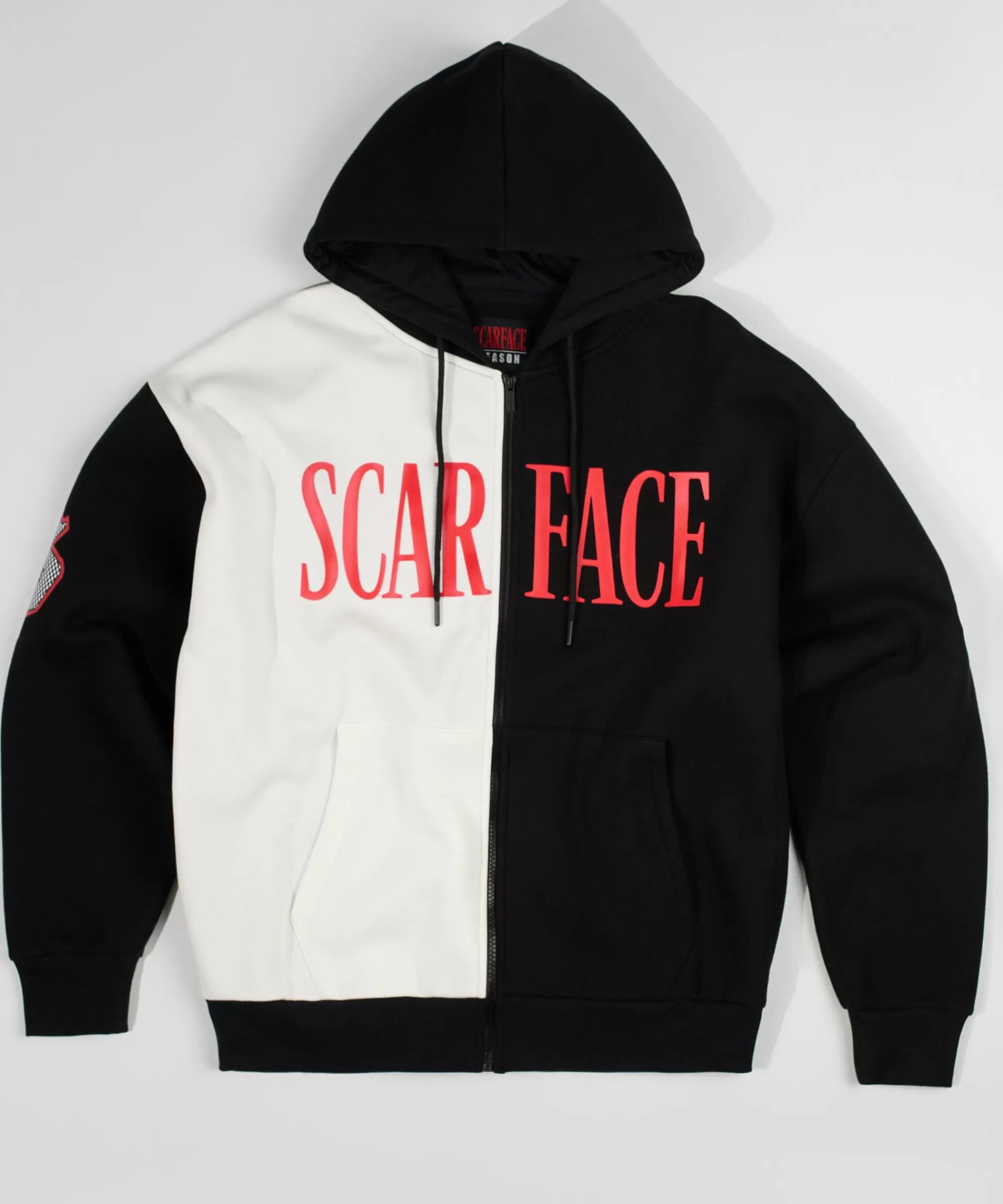 Flash Sale Scarface Split Full Zip Oversized Hoodie - Black&White Hoodies | Hoodies