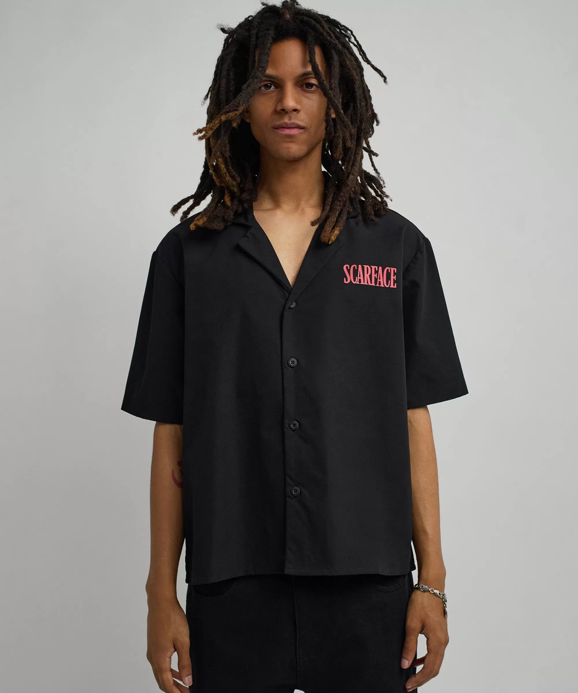 Best Scarface Woven Shirt - Black Button Downs | Oversized Tees