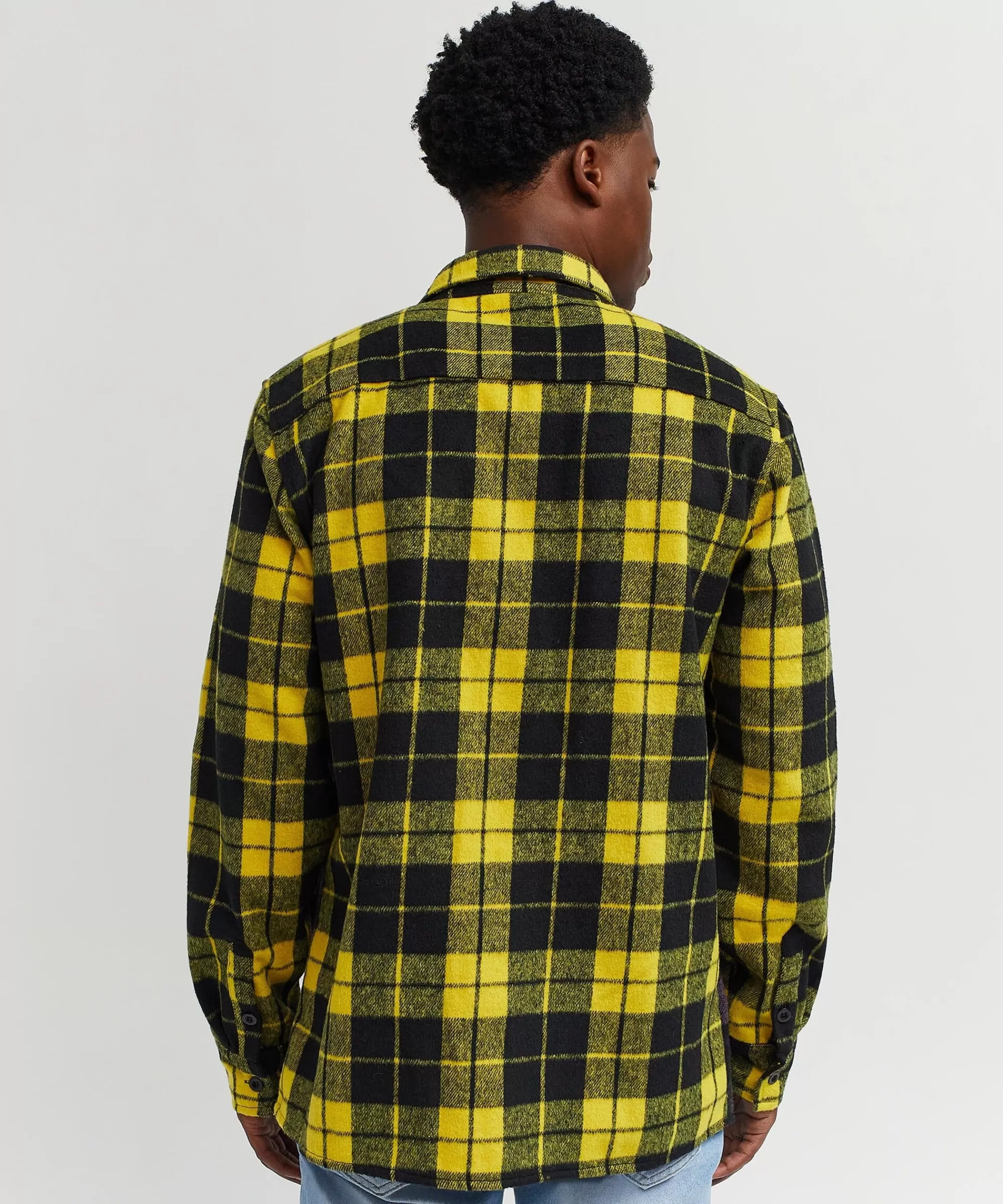 Best Spliced Checkered Color Blocked Overshirt - Purple Button Downs | Flannels