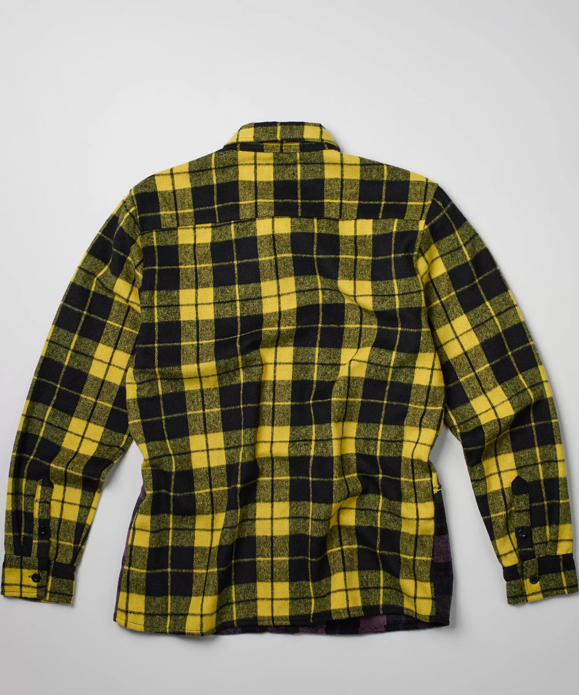 Best Spliced Checkered Color Blocked Overshirt - Purple Button Downs | Flannels